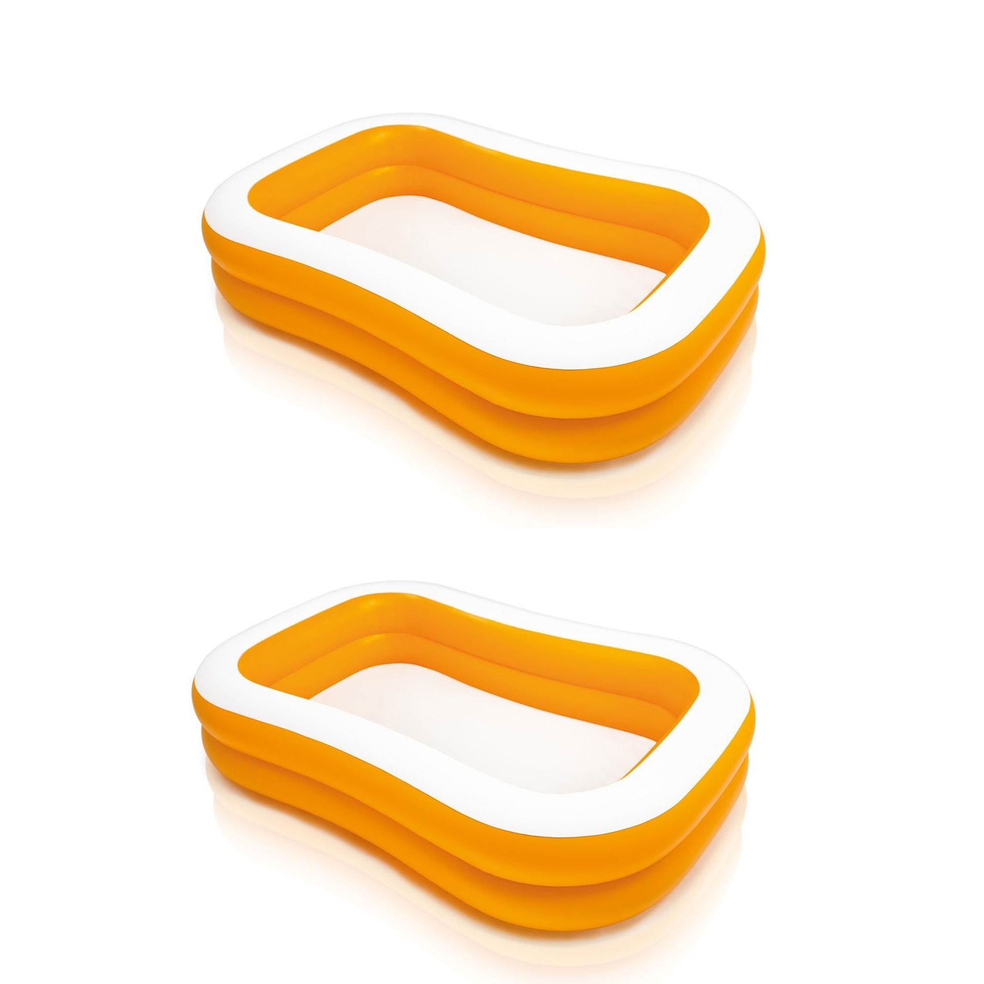 Intex 90in x 58in x 18in Outdoor Inflatable Family Swim Center， Orange (2 Pack)