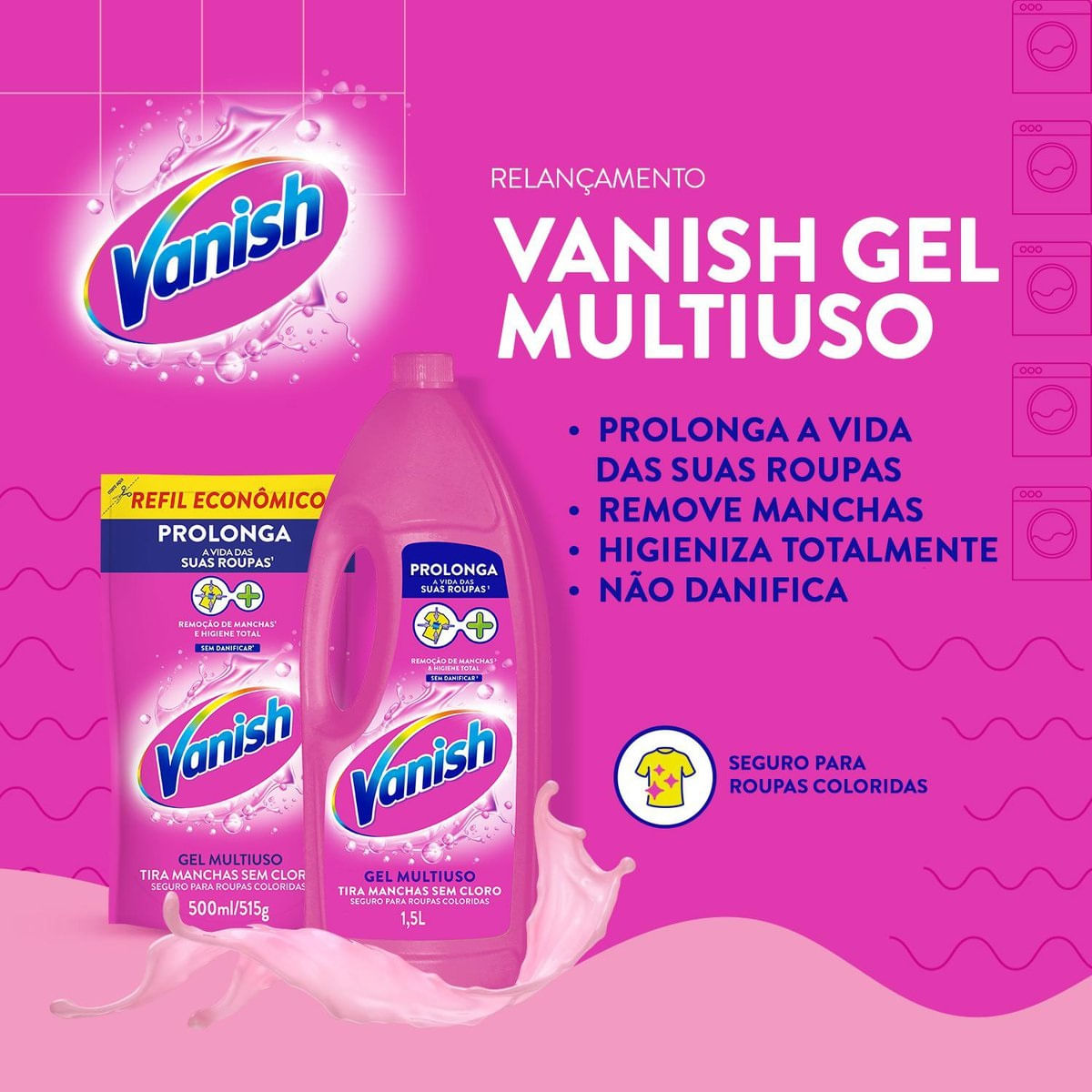 Tira Manchas em Gel Vanish Multiuso para roupas coloridas 500ml
