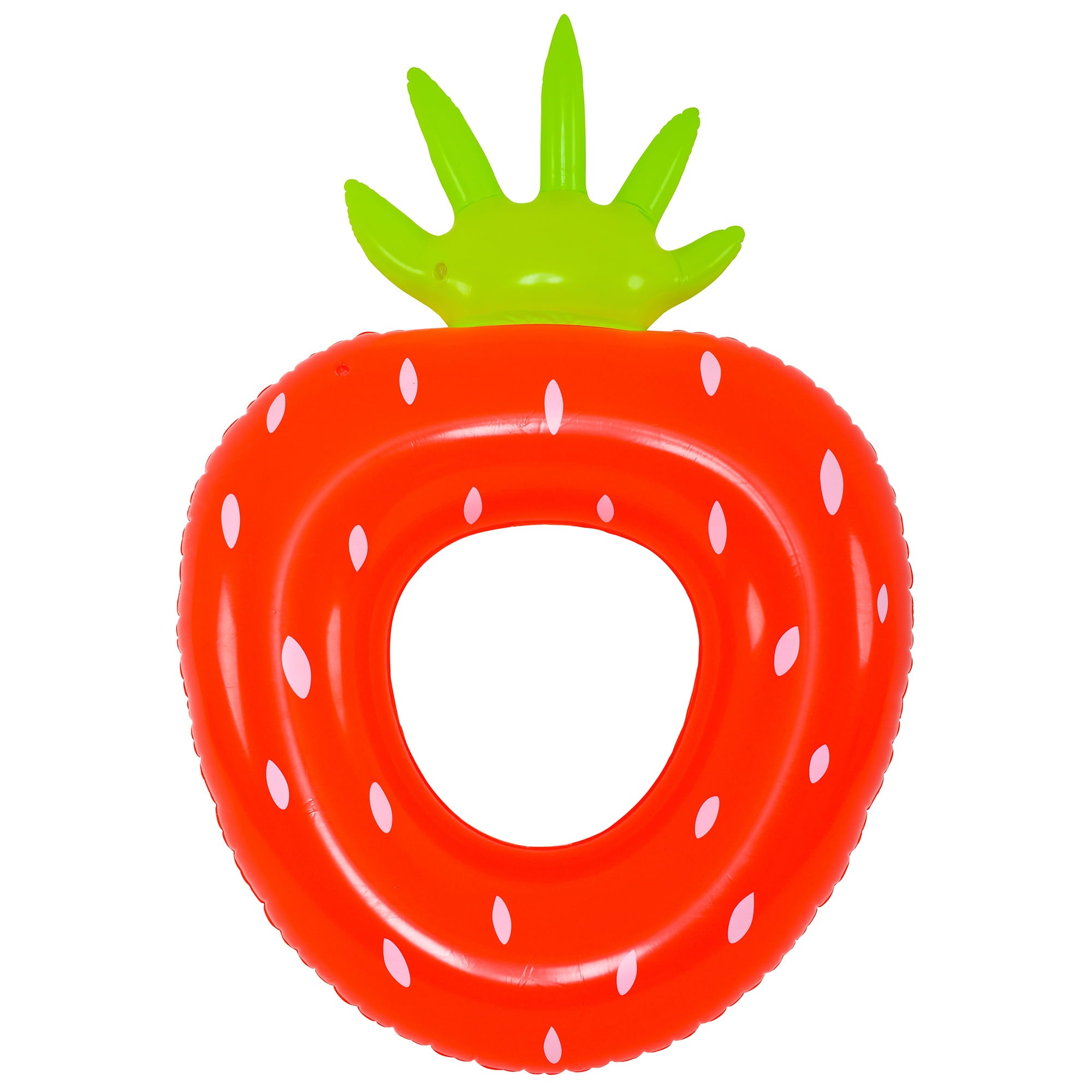Pool Central 30" Inflatable 1-Person Strawberry Pool Ring Float - Orange/Green