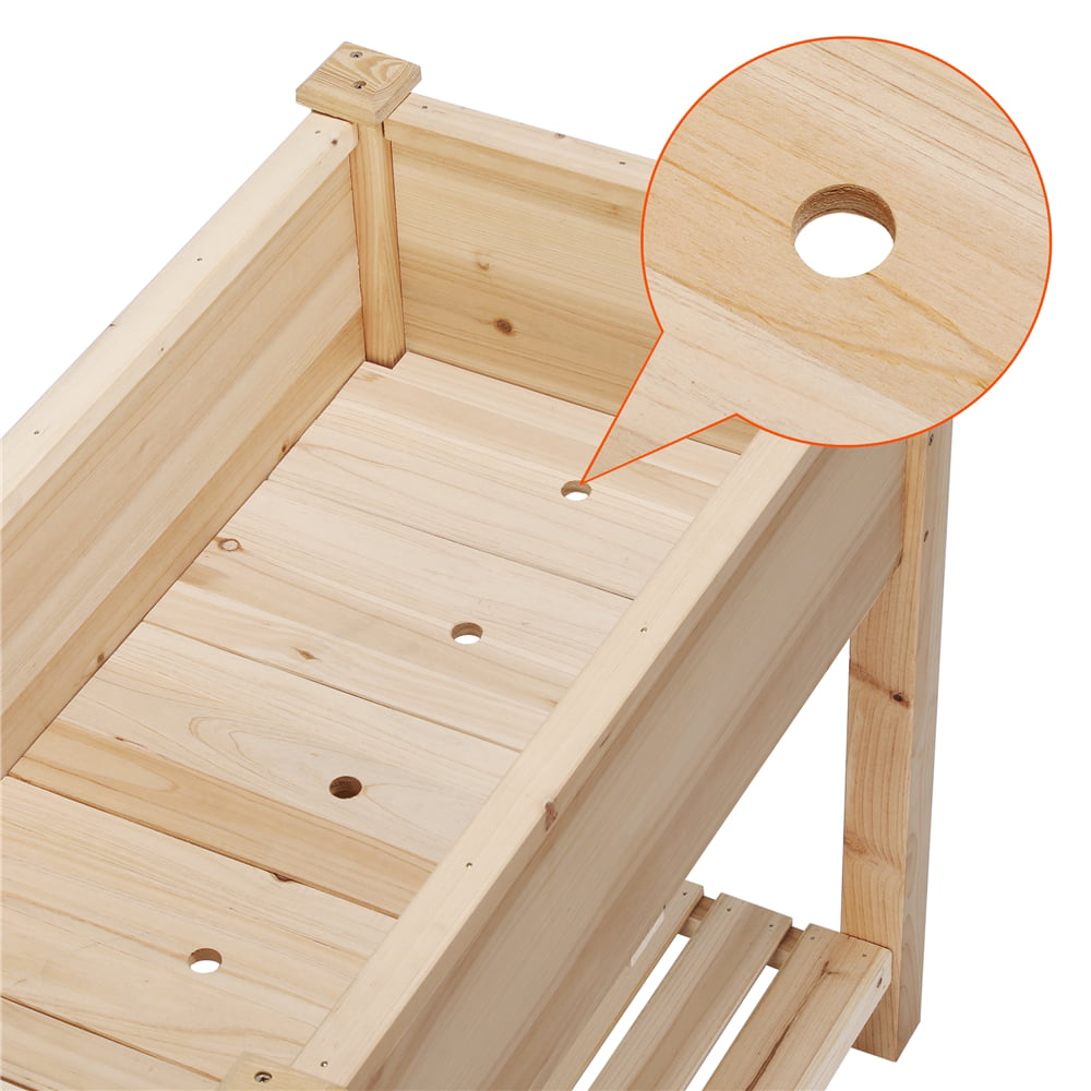 SmileMart 2 Tiers Wooden Raised Garden Bed Elevated Planter Box for Indoor/Outdoor Wood