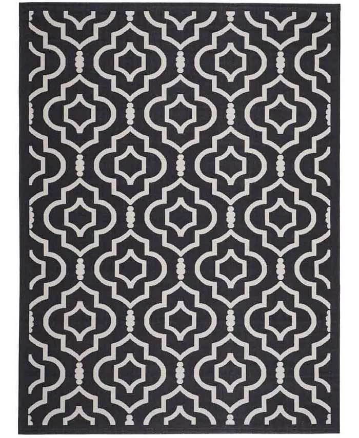 Safavieh Courtyard Black and Beige 4' x 5'7