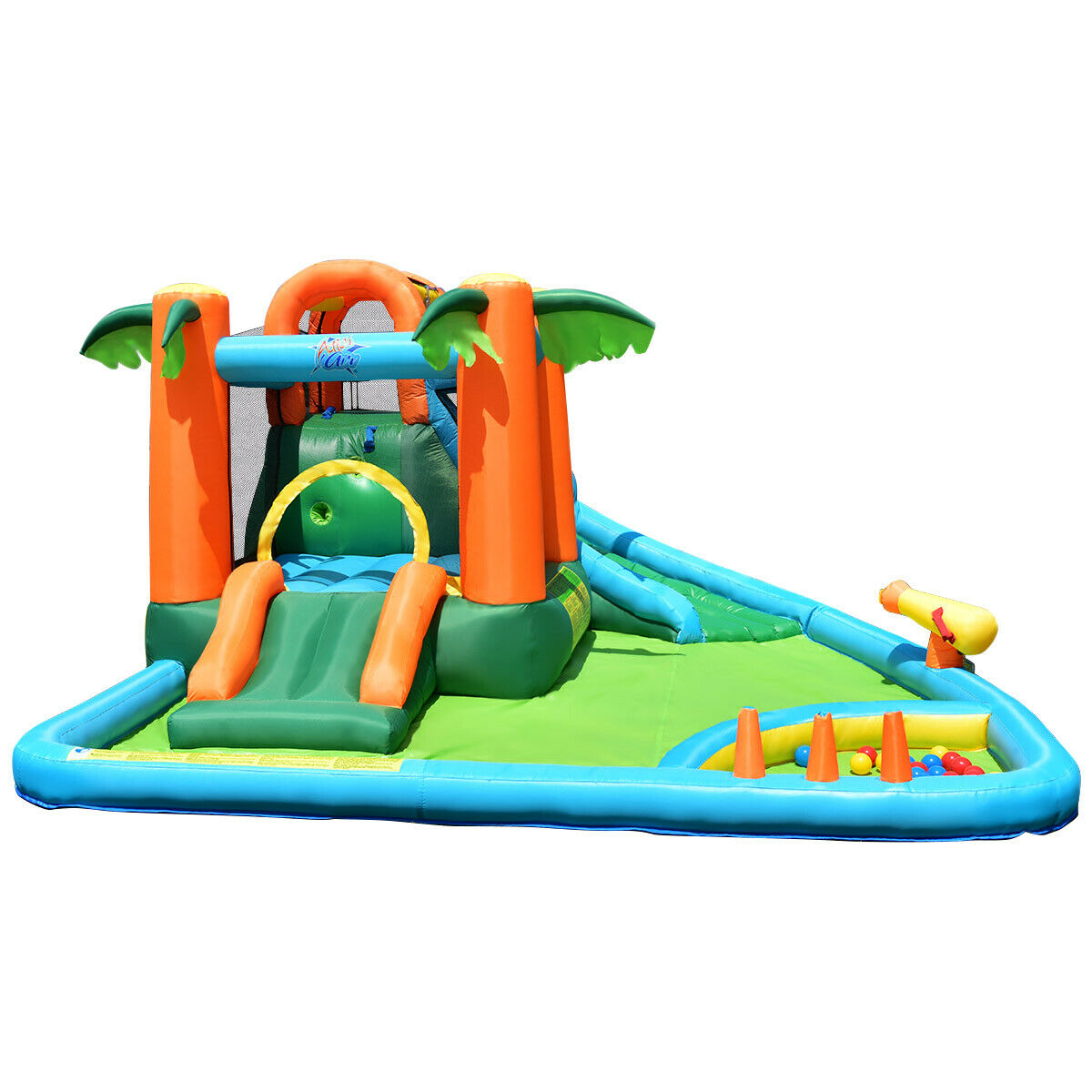 Gymax Inflatable Bounce House Jump Bouncer Kids Water Park Splash Play Center w/Blower