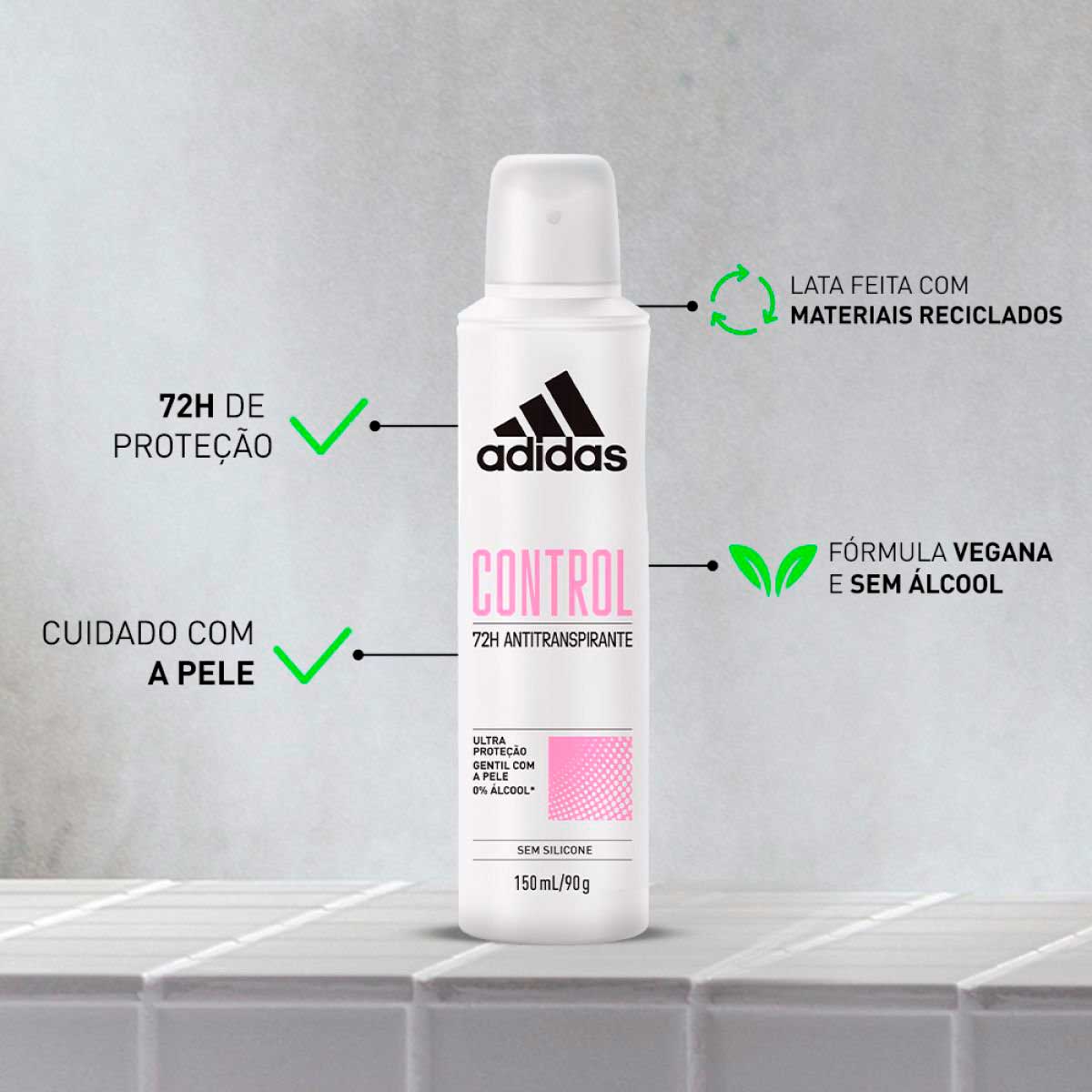 Desodorante Adidas Feminino Aerossol Antitranspirante Control 150ml
