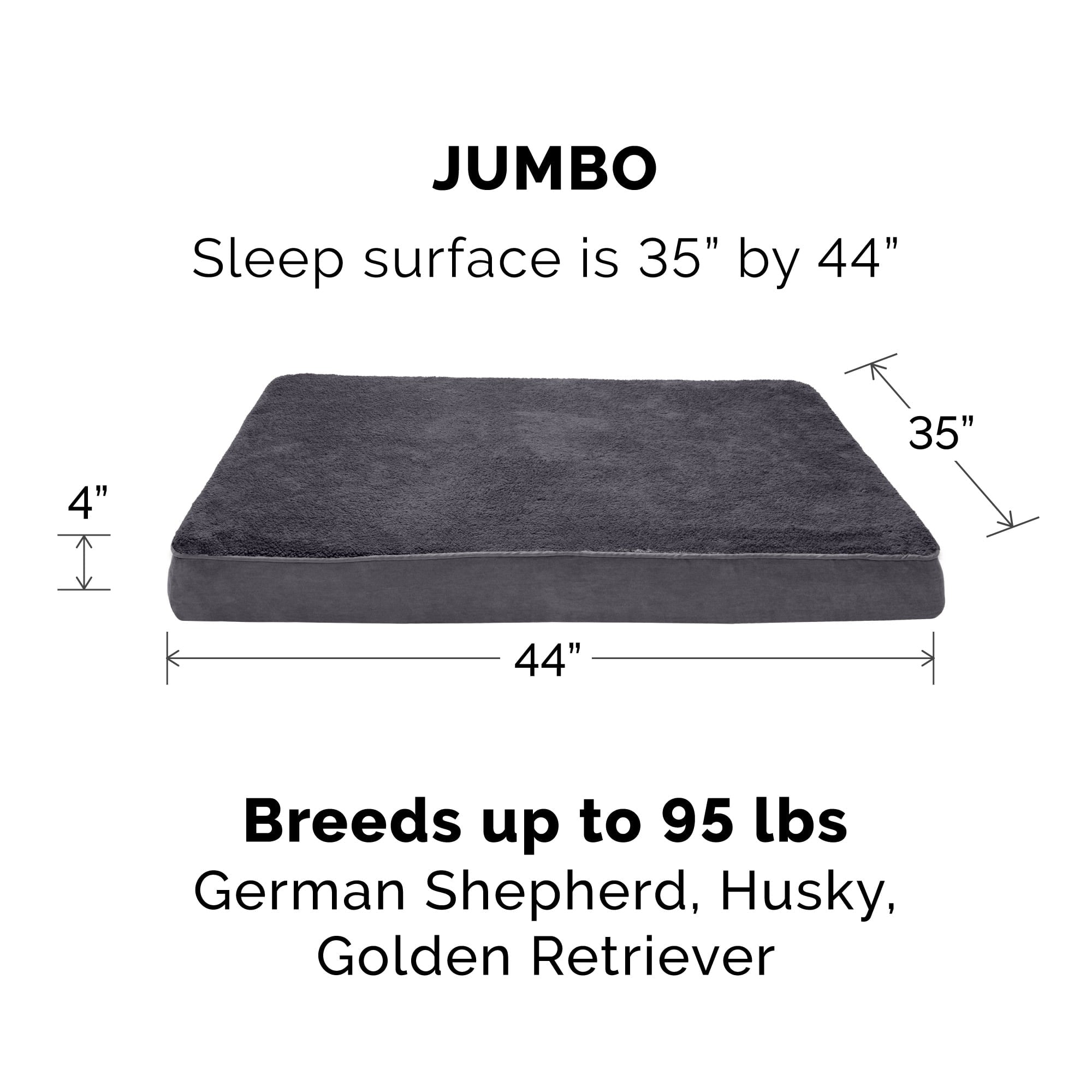 FurHaven | Deluxe Orthopedic Terry Fleece Mattress Pet Bed for Dogs and Cats， Gray， Jumbo