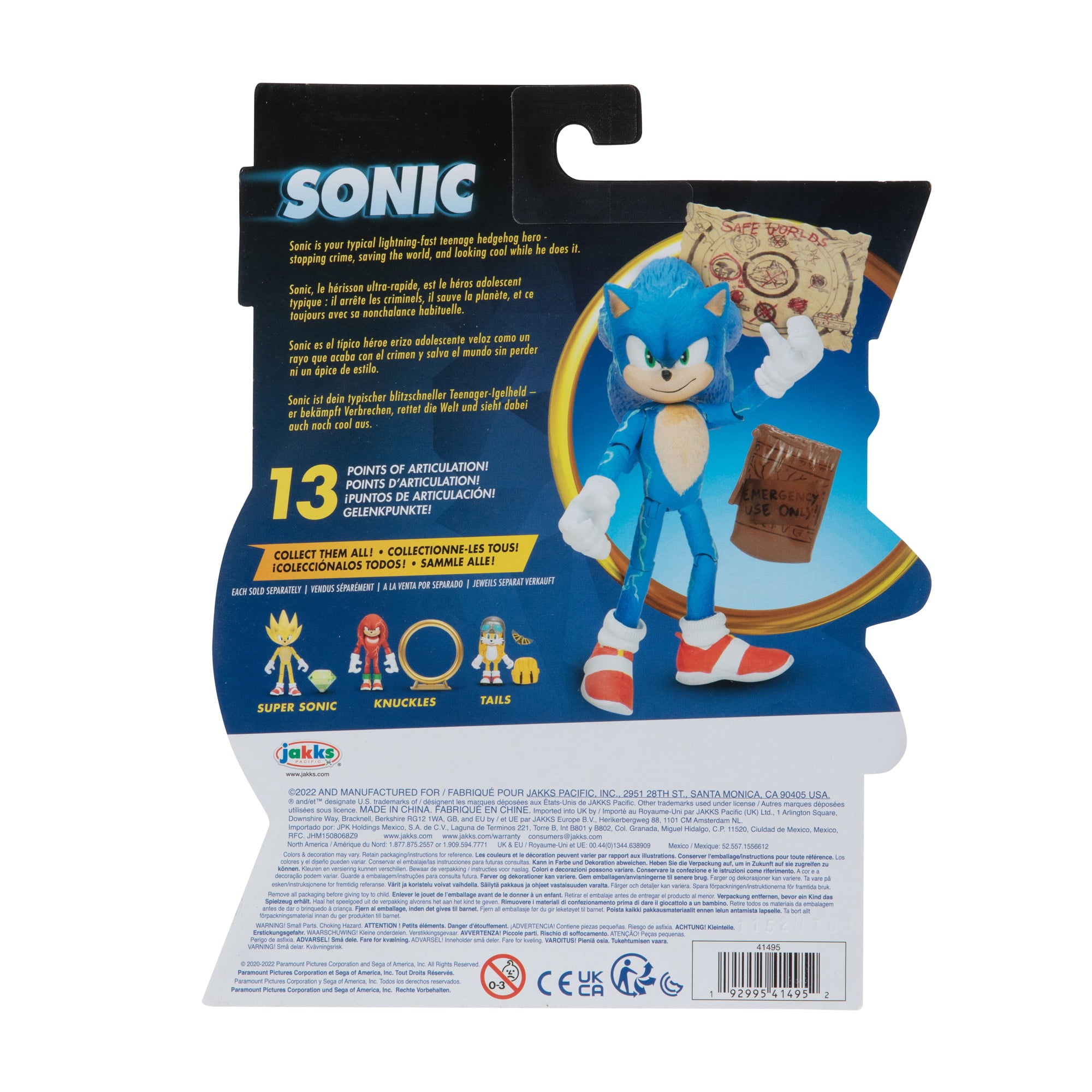 Sonic 2 Movie 4 Inch Figures Sonic with Map and Pouch