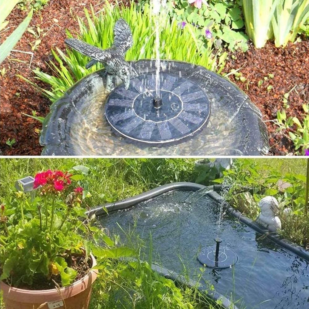 Movsou 4 Nozzle Independent Floating Solar Fountain Pump for Bird Bath Garden, Outdoor, Black