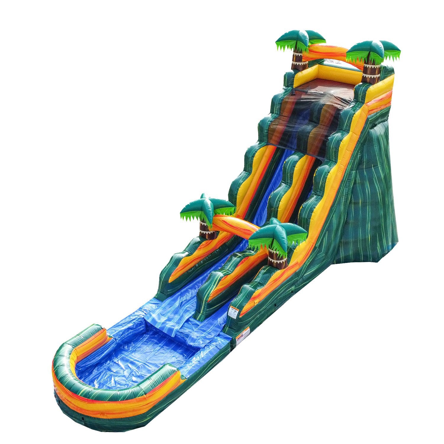 JumpOrange Cali Palms Commercial Grade Inflatable Water Slide with Detachable Deep Pool， for Adults and Kids， Includes Blower， Stakes and Storage Bag， 19'H x 36'L x 15'W