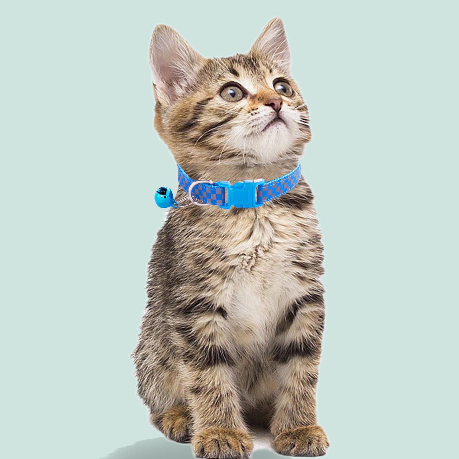 CHBORLESS 3 Pcs Nylon Reflective Cat Collar with Bell Adjustable Kitten Puppy Collars，Sky Blue