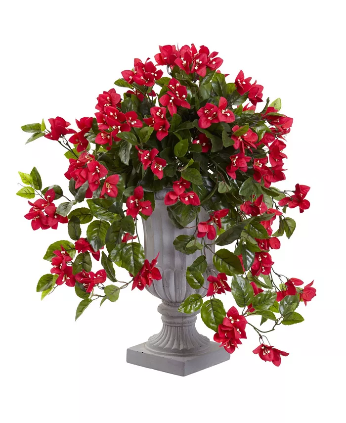 Nearly Natural Bougainvillea Flowering UV-Resistant Indoor Outdoor Artificial Plant in Decorative Urn