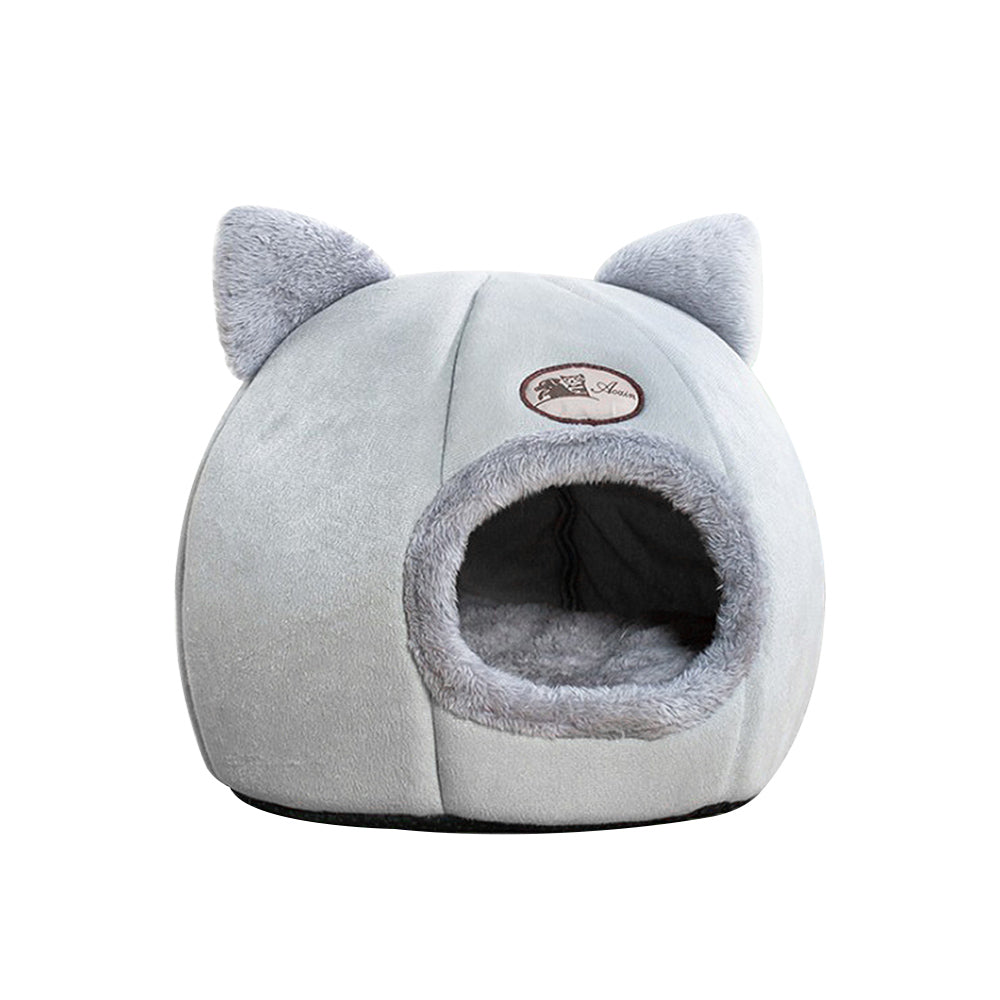 Pet Tent Cave Bed for Cats/Small Dogs Self-Warming 2-in-1 Cat Tent/ Bed/Cat Hut with Removable Washable Cushion， Comfortable Pet Sleeping Bed
