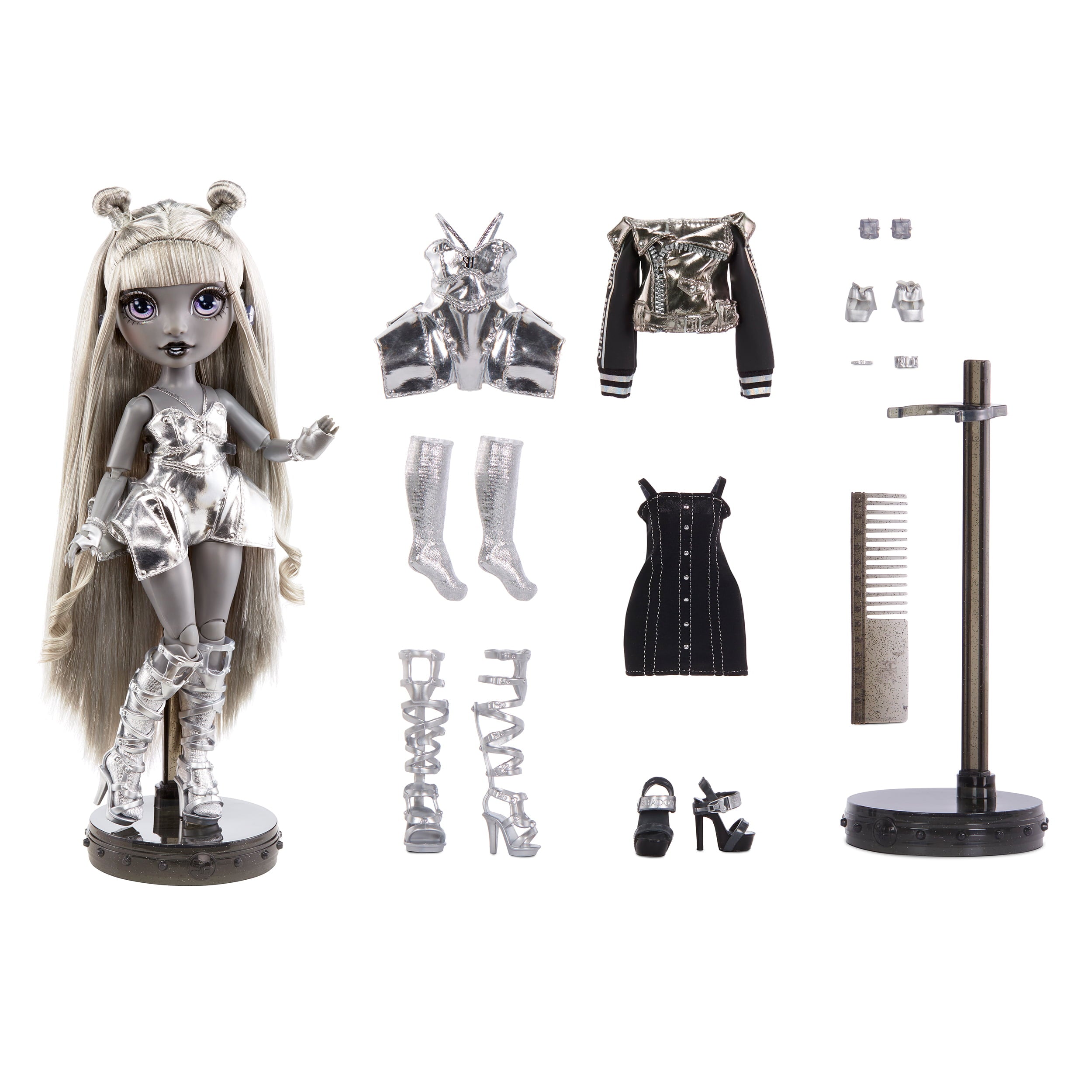 Shadow High Series 1 Luna Madison- Grayscale Fashion Doll. 2 Metallic Grey Designer Outfits to Mix & Match with Accessories, Great Gift for Kids 6-12 Years Old and Collectors