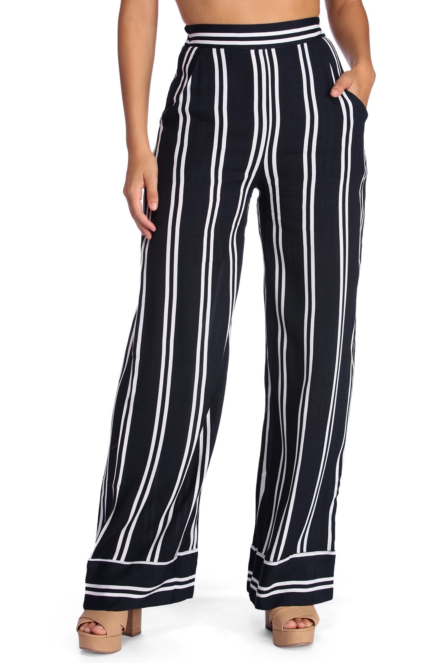 Stylish Stripes High Waist Pants