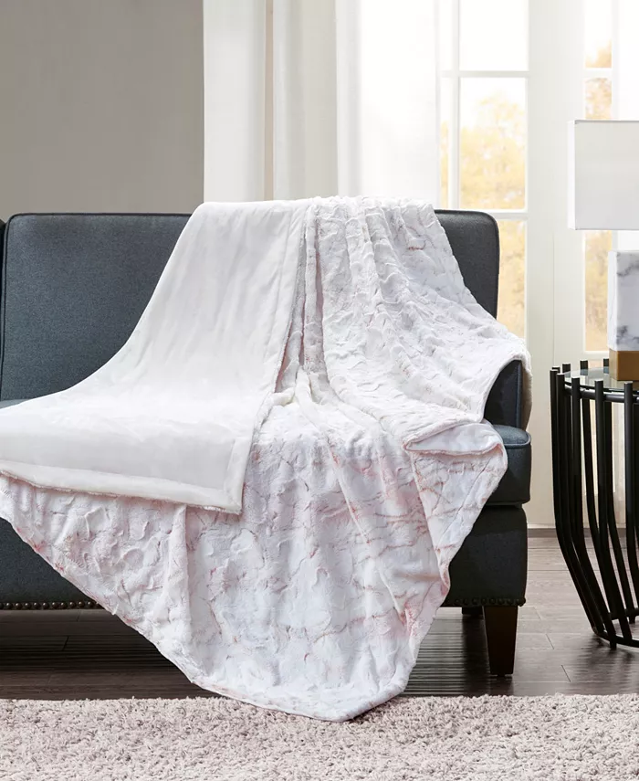 Madison Park Sachi Faux-Fur Throw， 60