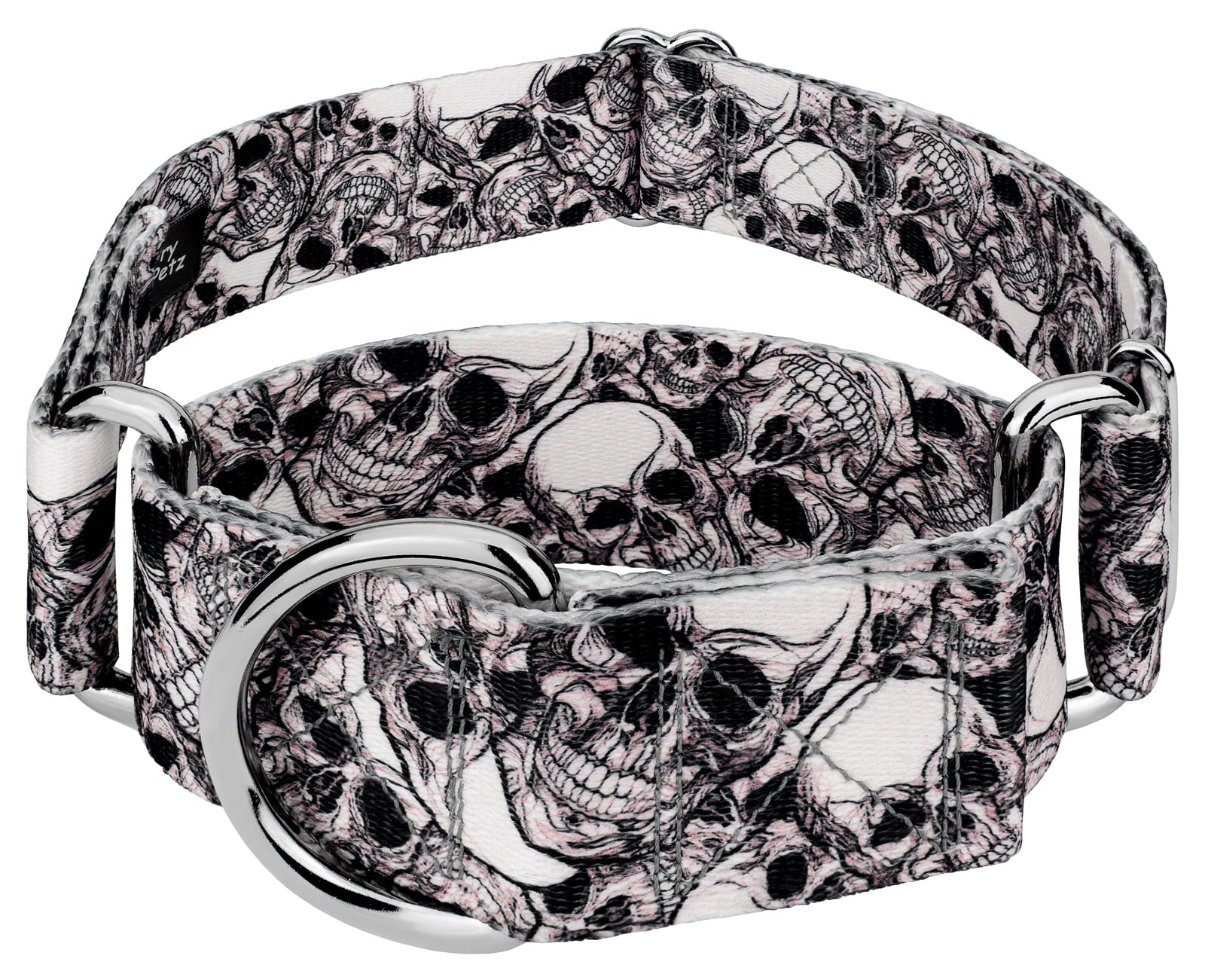Country Brook Petz® 1 1/2 inch Phantom Skulls Martingale Dog Collar， Extra Large
