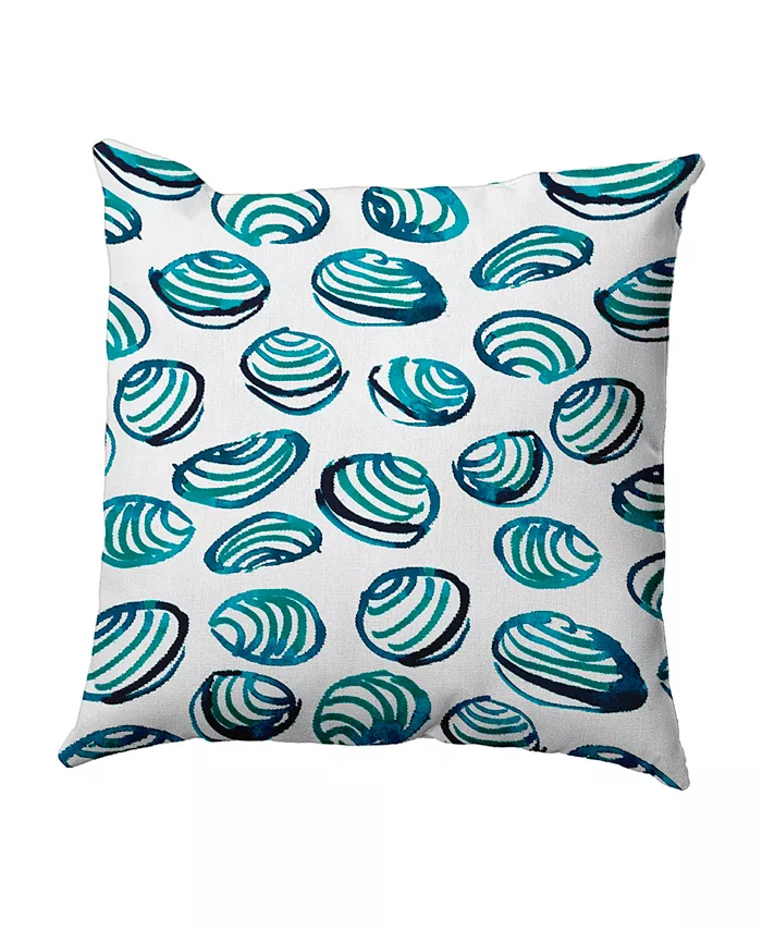 E by Design Clams 16 Inch Teal Decorative Coastal Throw Pillow