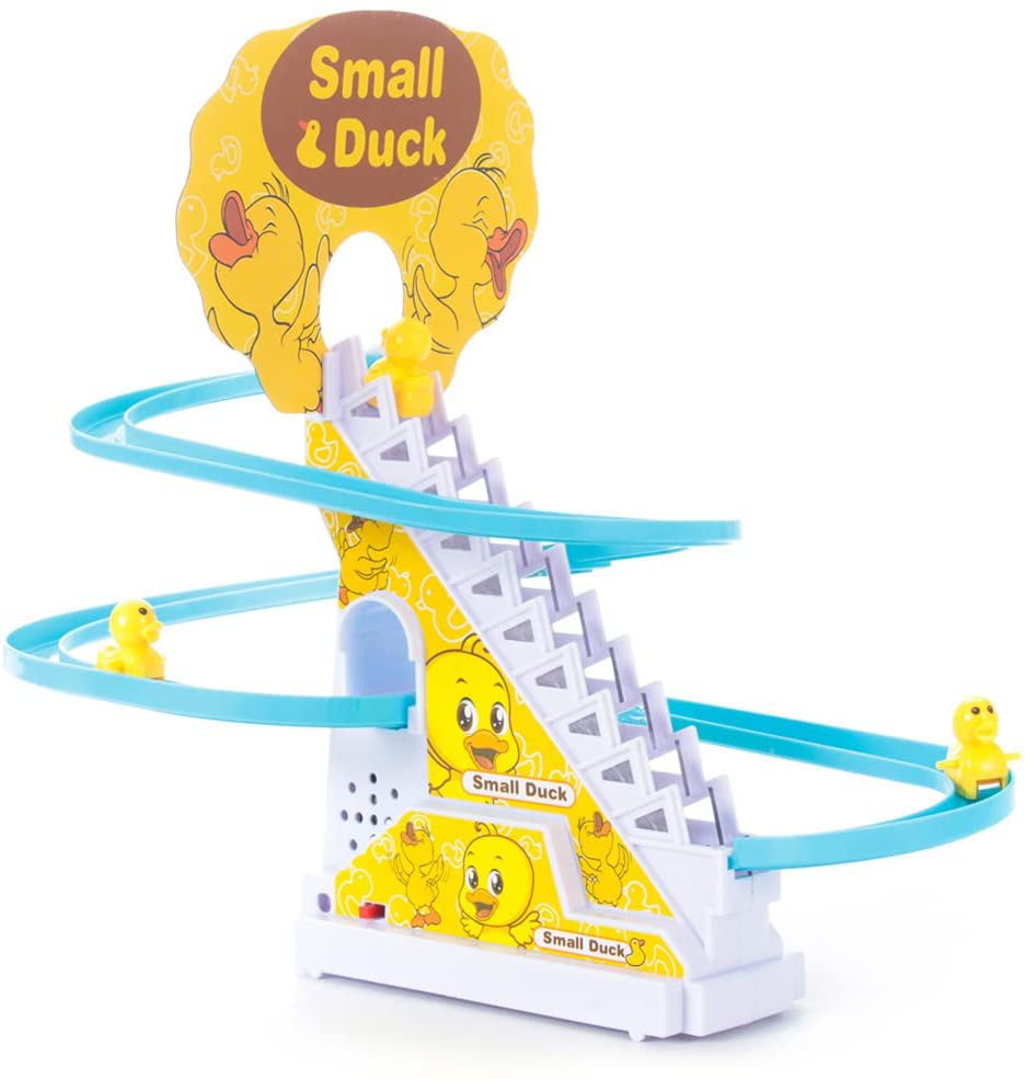 YINYUE Music Slide Toy Set， Funny Automatic Stair-Climbing Toy， Ducklings Track Set Slide Toy