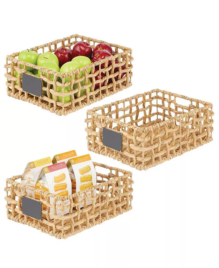 mDesign Water Hyacinth Open Weave Pantry Basket Bin - 3 Pack