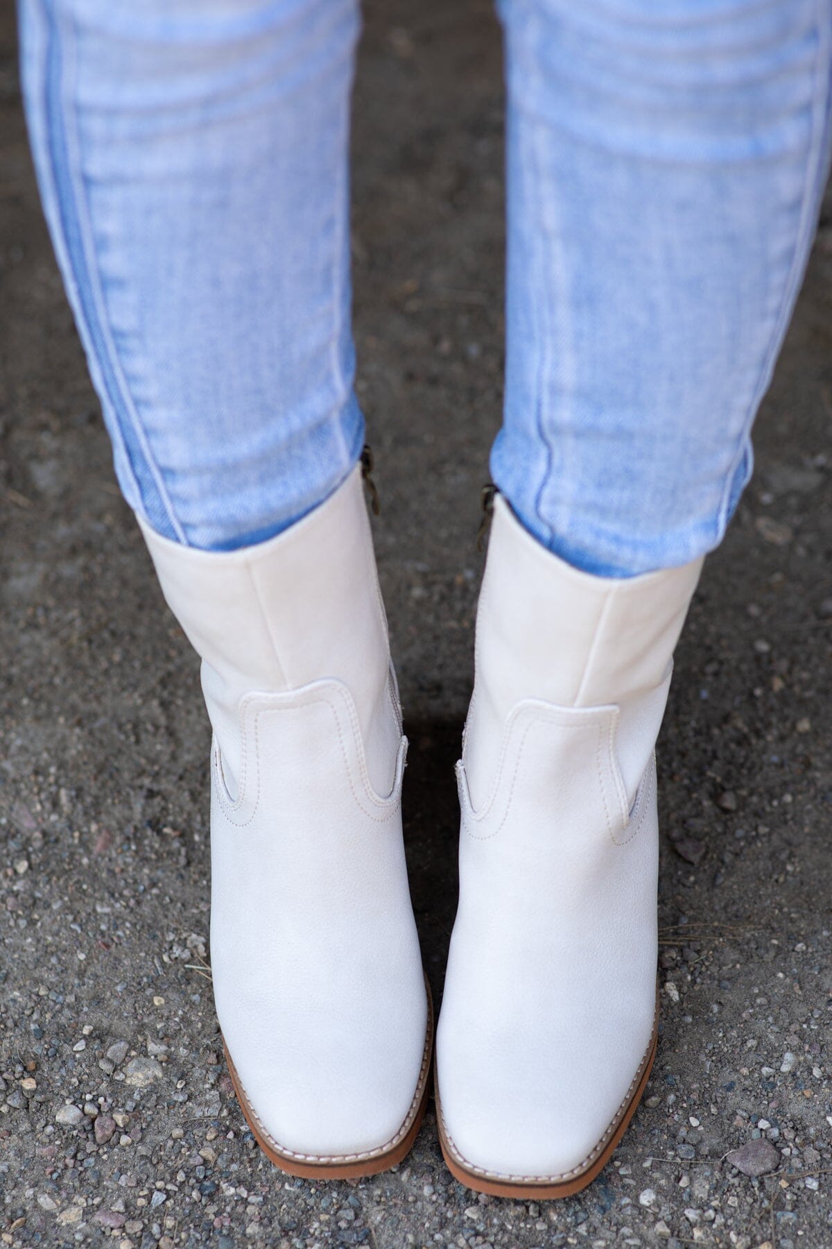 Cream Square Toe Booties