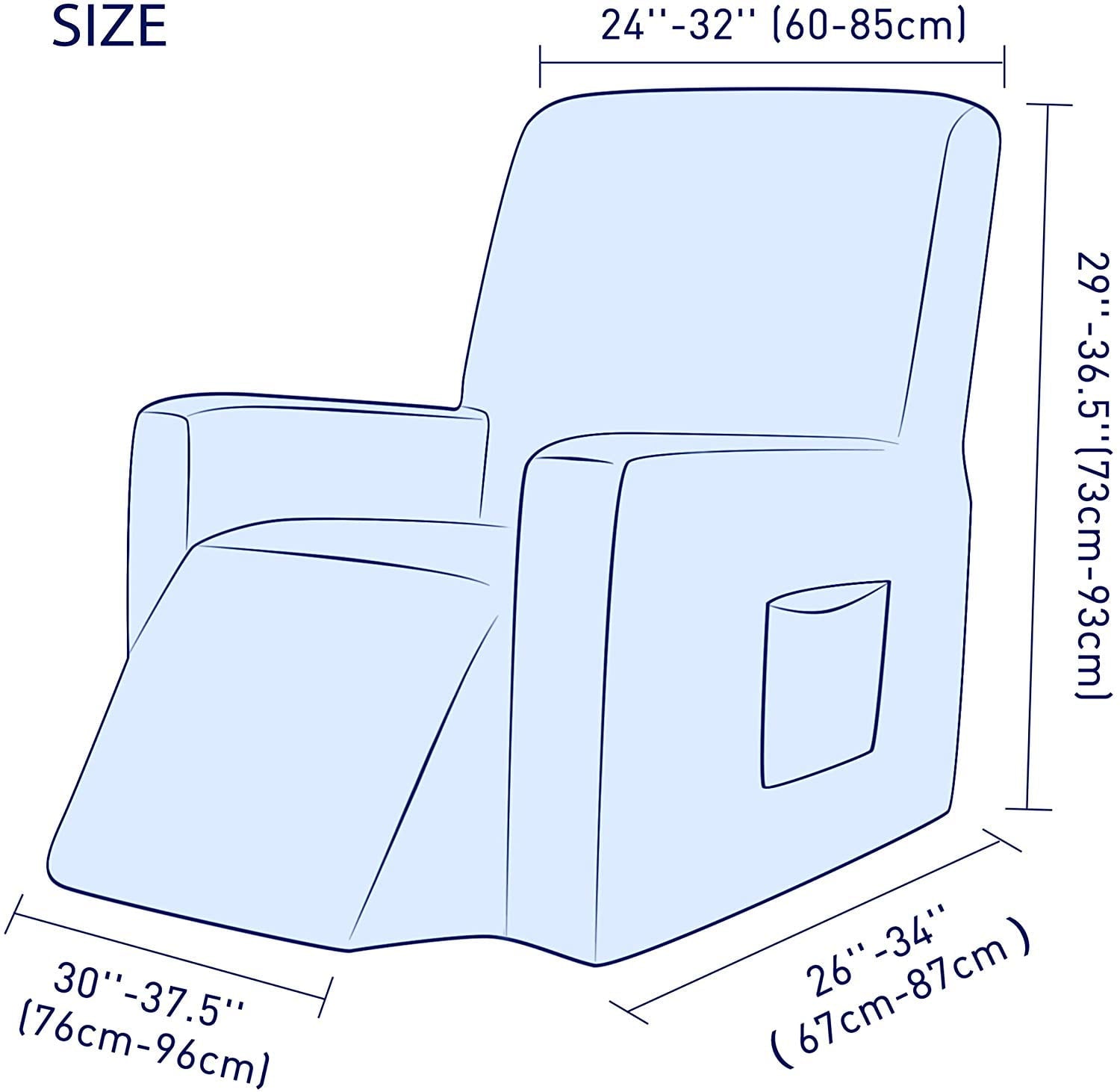 Subrtex Stretch 1-Piece Textured Grid Recliner Slipcover, Gray