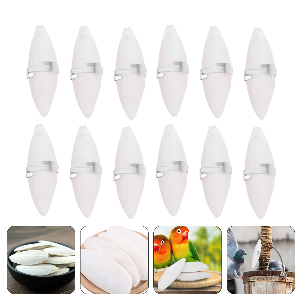 12 sets of Bird Cuttlebone Cuddle Bone Chewing Cuttlefish Bone with Metal Holder