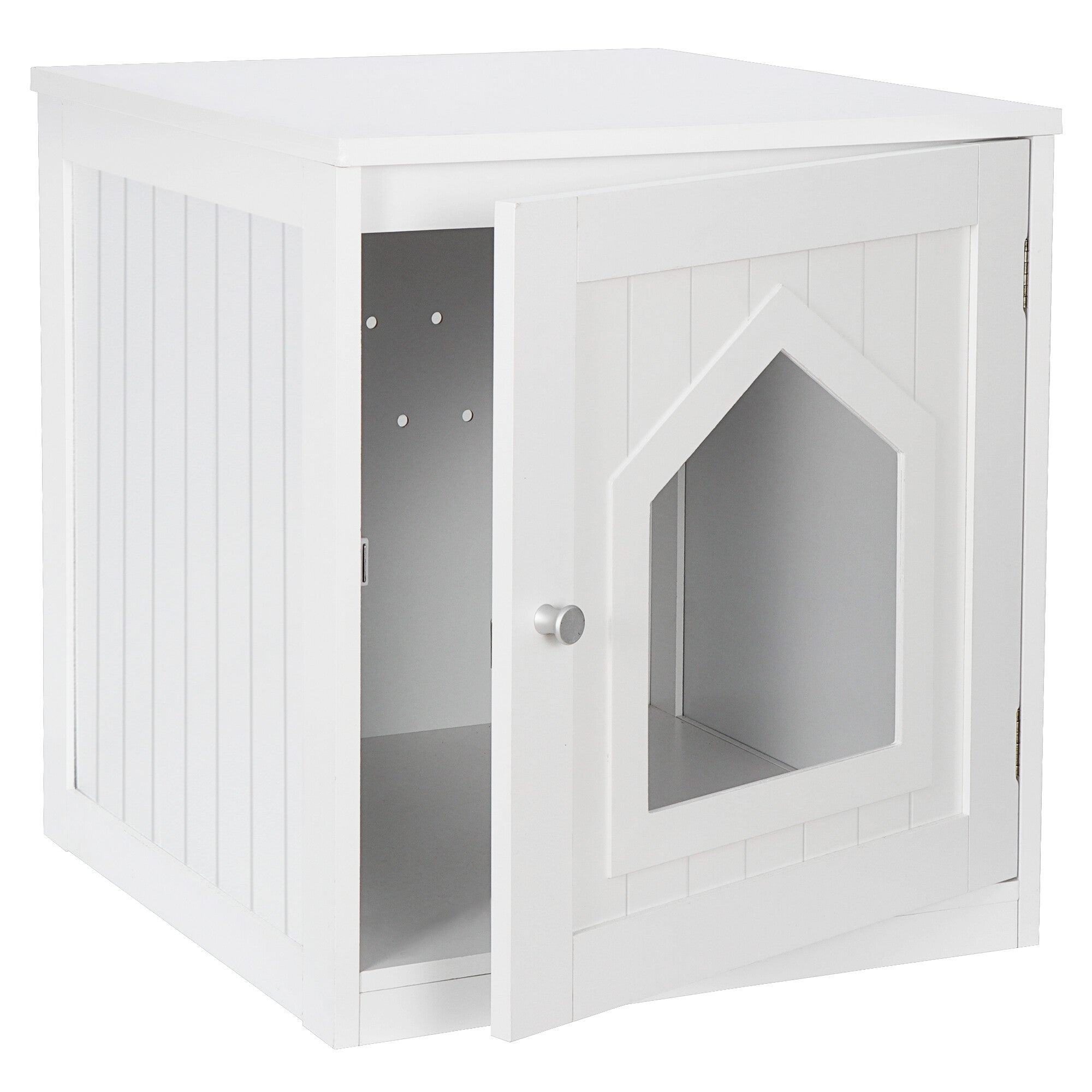 HomGarden 20'' White Cat Washroom Pet House Litter Box Enclosure and MDF Side Table