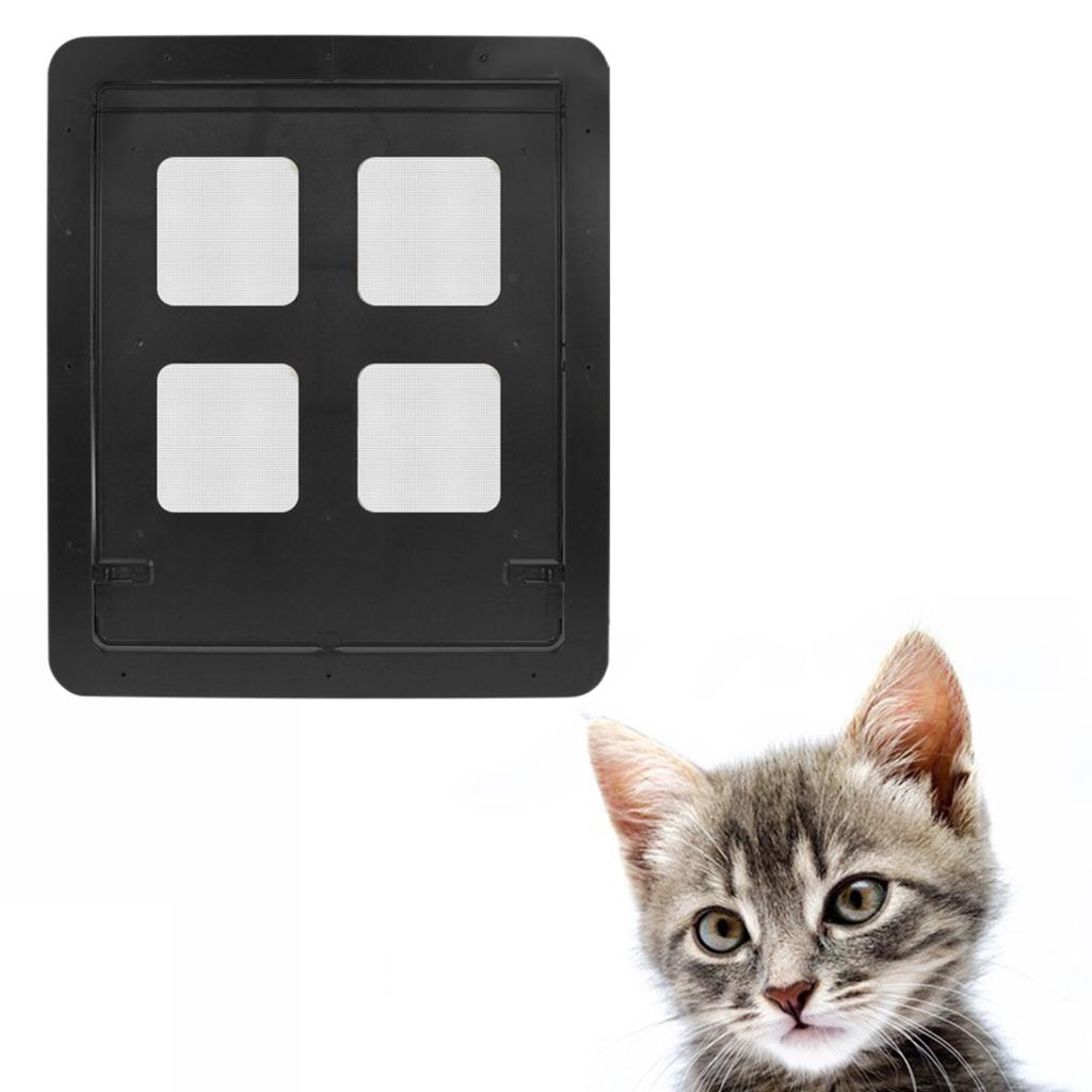 Locking Pet Door Gate with Locking Function Flap Door Animal Supplies for Medium Small Pet - Black， L L