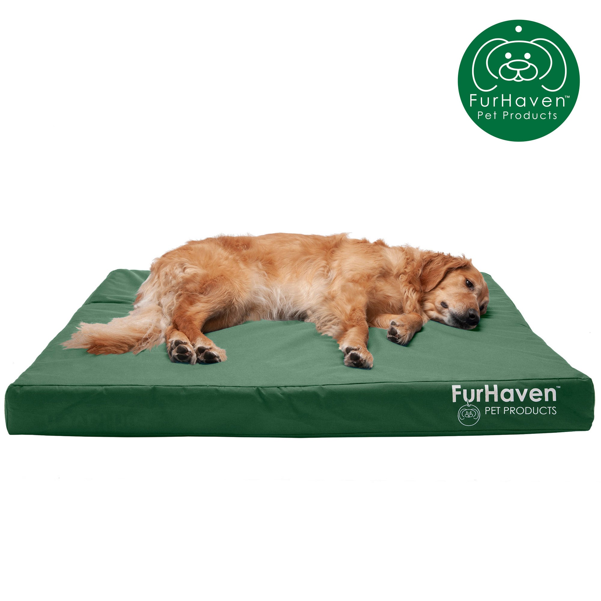 FurHaven Pet Products | Deluxe Memory Foam Oxford Indoor/Outdoor Water-Resistant Bed for Dogs and Cats， Forest， Jumbo