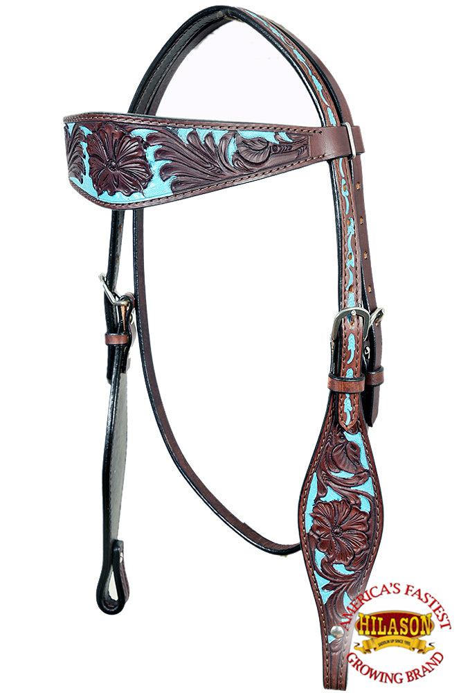 38BH Western Horse Headstall Tack Bridle American Leather Dark Hilason