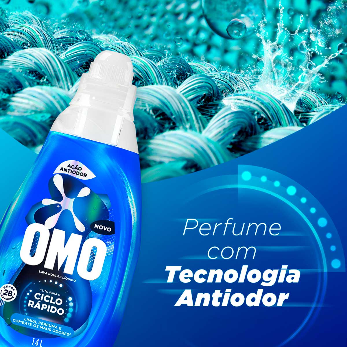 Sabao Liquido Omo Ciclo Rapido Acao Antiodor 1,4L
