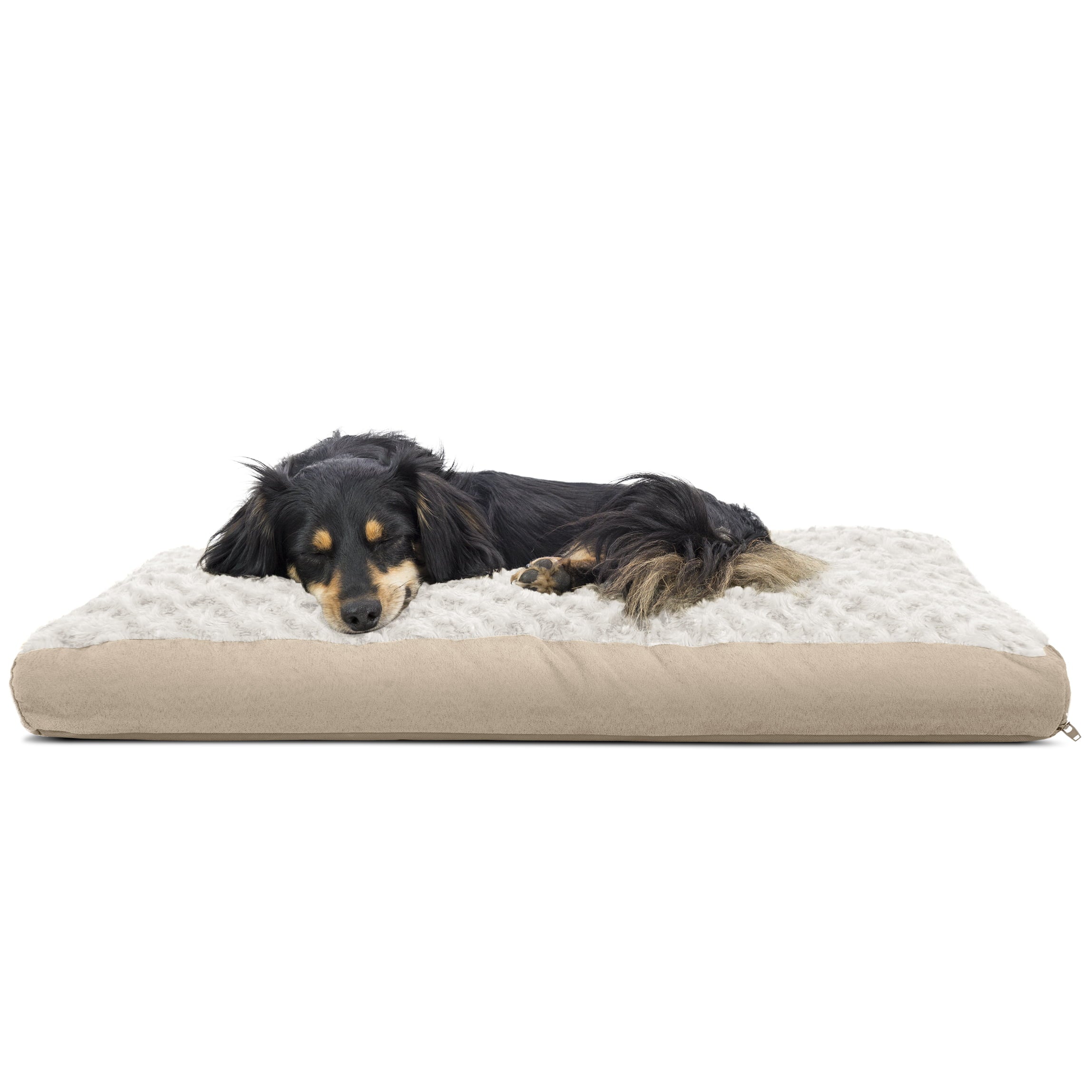 FurHaven Pet Products | Deluxe Plush Pillow Pet Bed for Dogs and Cats， Cream， Medium