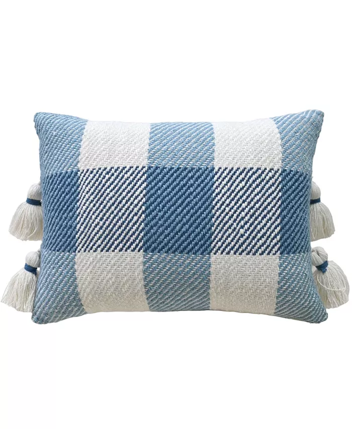 Vibhsa Linden Street Handloom Woven Textured Plaid Decorative Pillow， 14'' x 20''