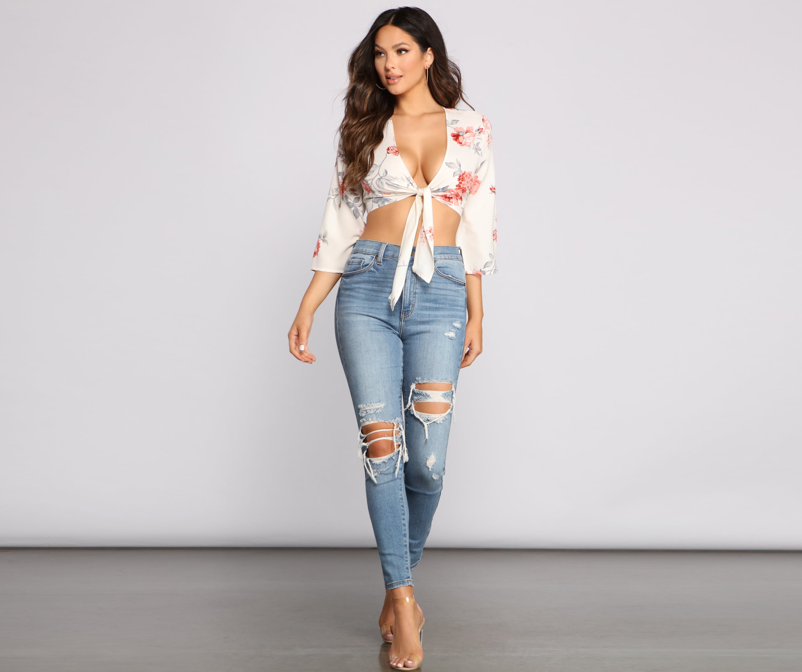 Boho Beauty Floral Tie Front Top