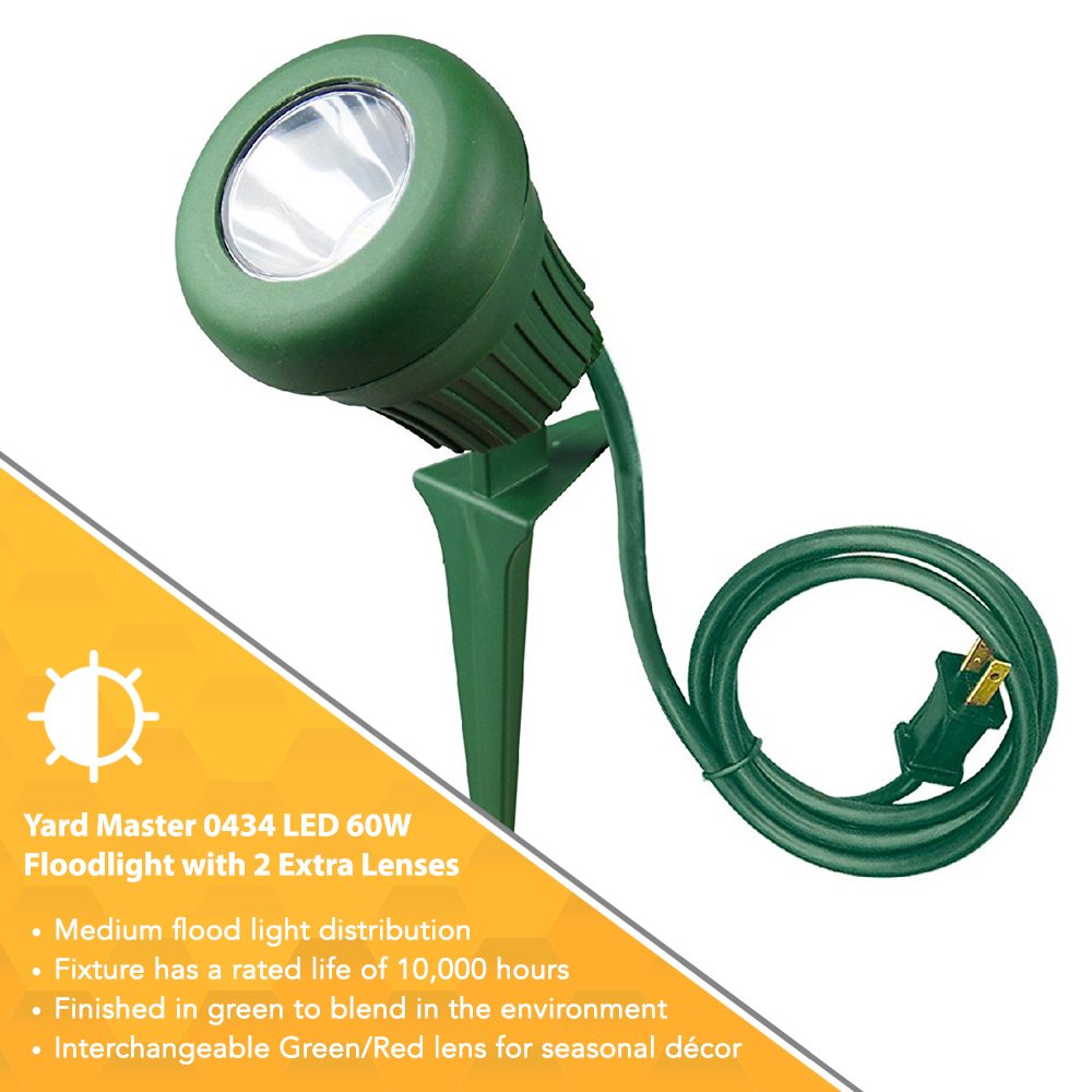 Woods 434 Green 3' Sjtw Cord Led Outdoor Garden Flood Light with Stake