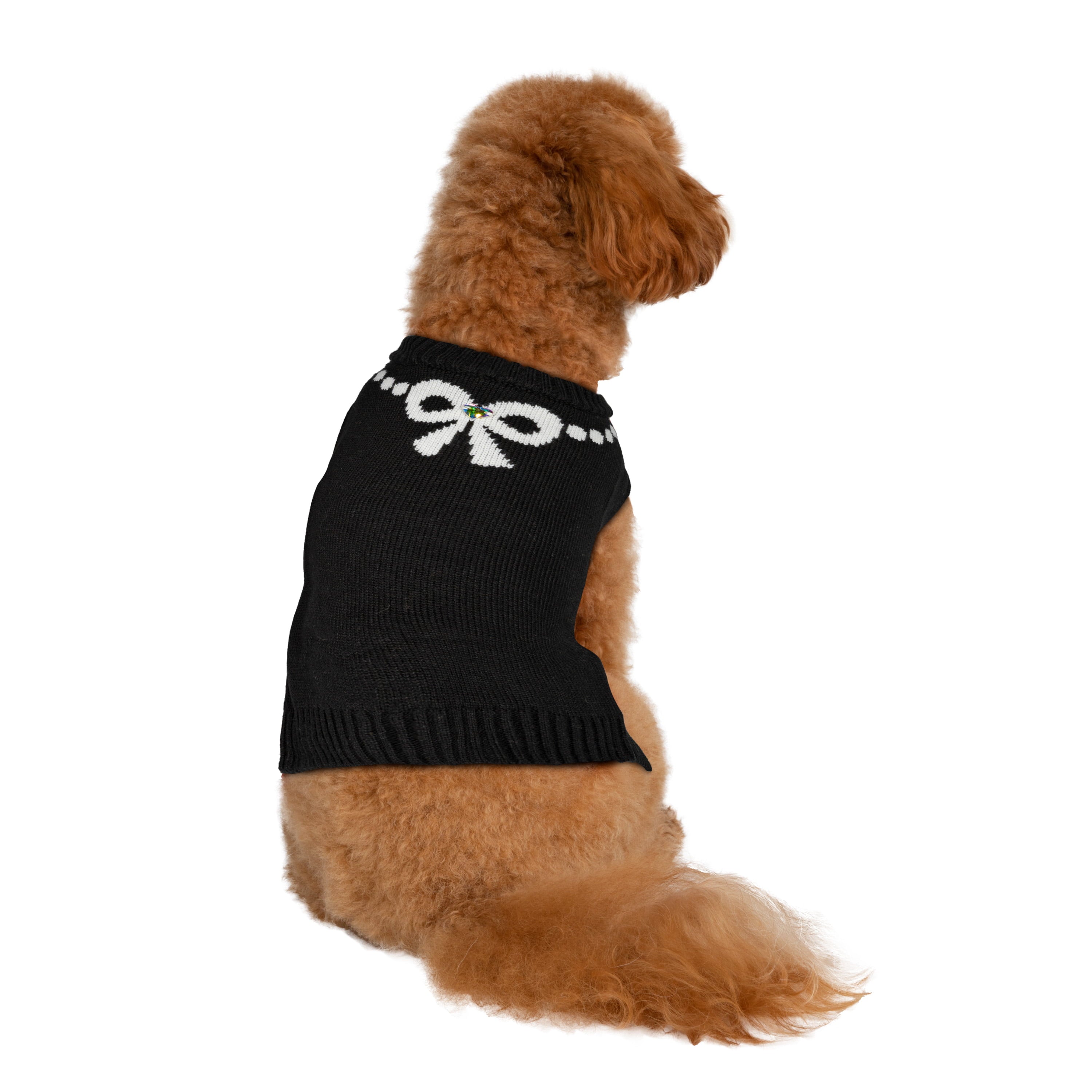 Christian Siriano， Dog Clothes， Bow Necklace Dog or Cat Sweater， Black， XS