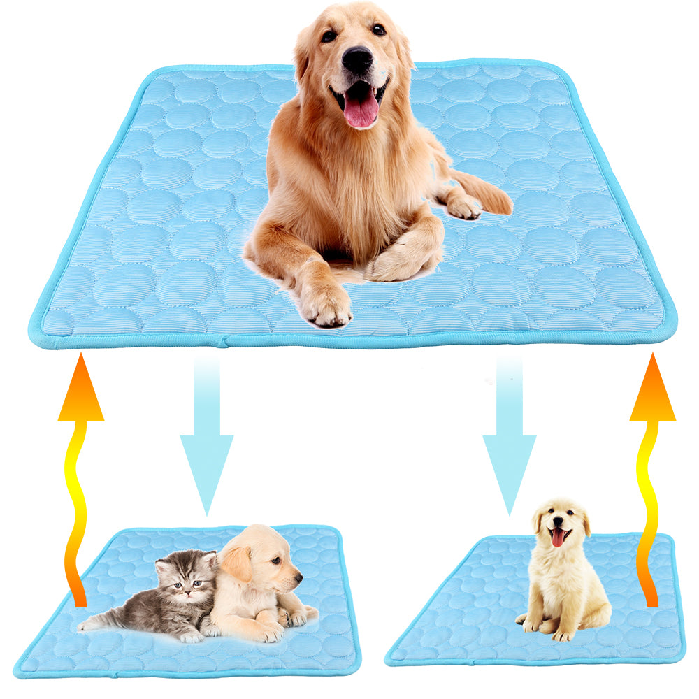 Willstar Dog Cooling Mat Summer Cooling Mat Pet Rugs Bed Washable Breathable Blanket Rug Pad for Dog Cat Cat Seat Cushion Ice Silk Dog Cooling Bed(XL:100 x 70cm)