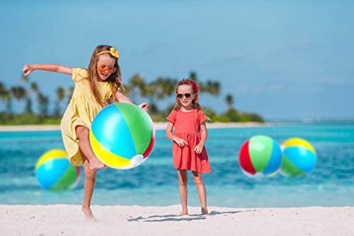 Fun Land 24 inch Pack of 6 Jumbo Colorful Beach Balls Rainbow Color Beach Balls 24