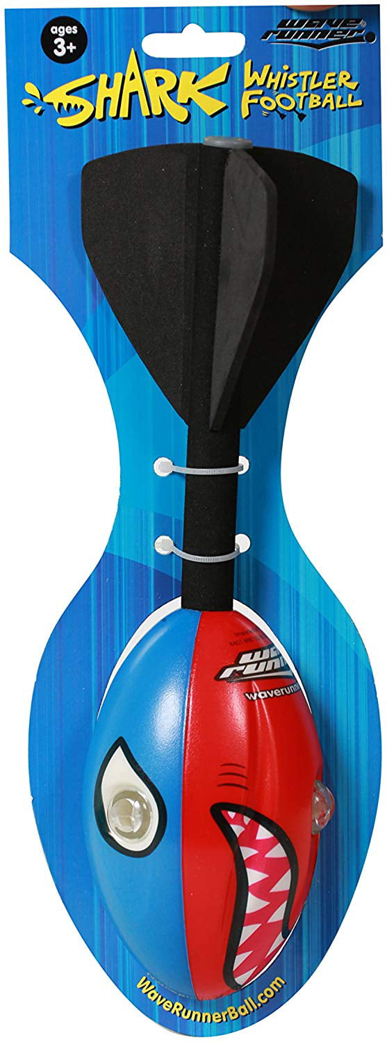Wave Runner Shark Whistler Football With Tail， Now With Vortex Technology. Great For Playground Backyard Catch and Throw or for Gifts (red) (Blue/Red)