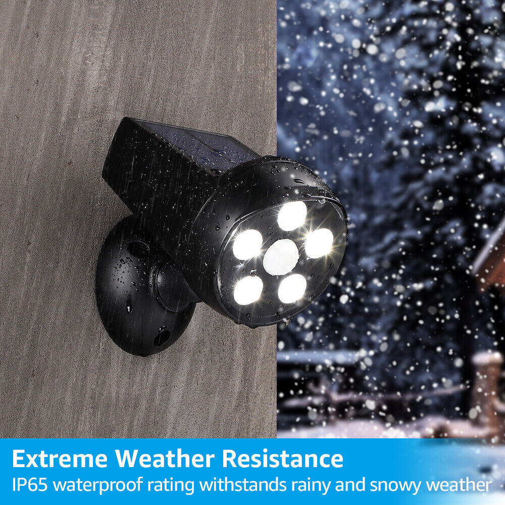 TORCHSTAR 4-Pack LED Solar Motion Sensor Lights， CCTV-Like Wireless Outdoor Wall Lighting， Black