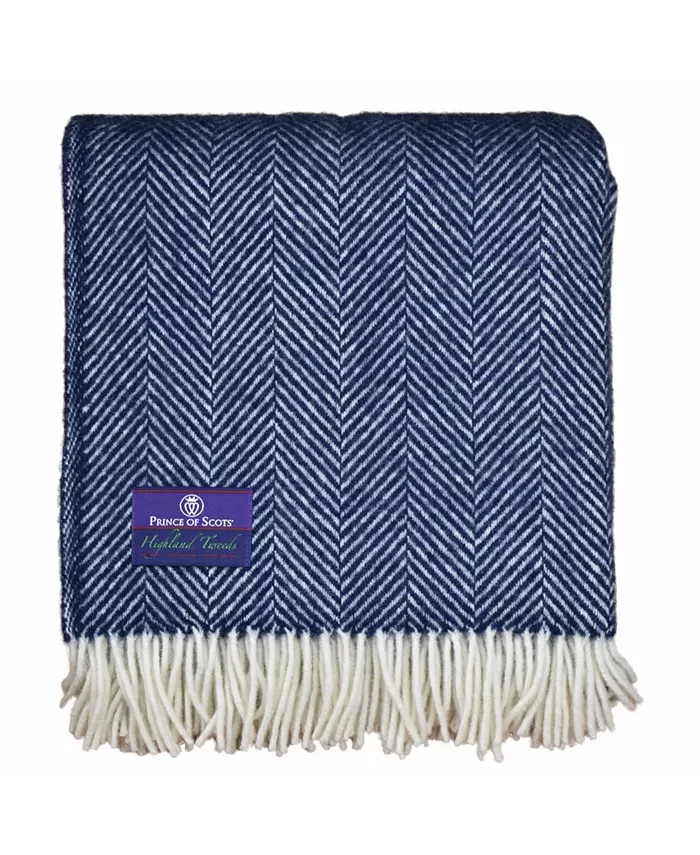Prince of Scots Highland Tweed Herringbone Pure New Wool Throw