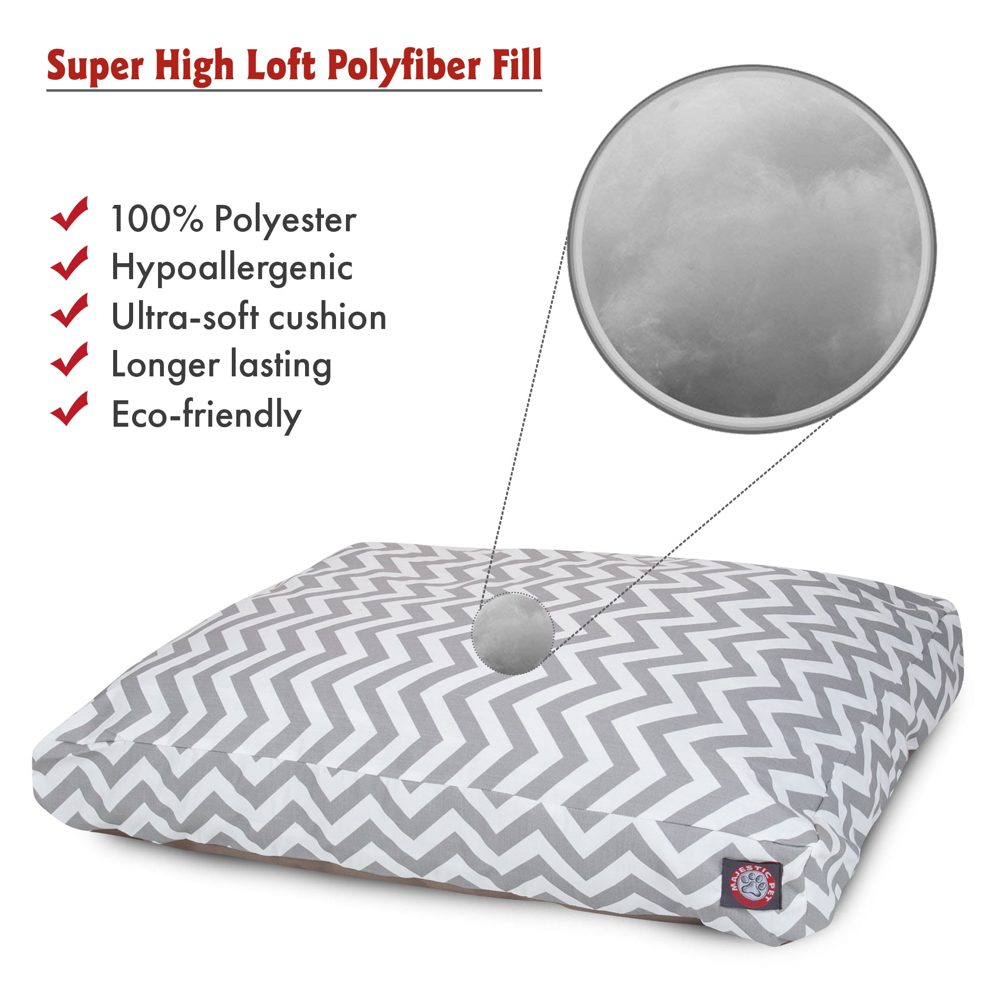 Majestic Pet | Chevron Rectangle Pet Bed For Dogs， Removable Cover， Gray， Medium