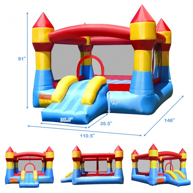 Inflatable Bounce House Castle Kid Moonwalk Playhouse Jumper Slide without Blower 110.5