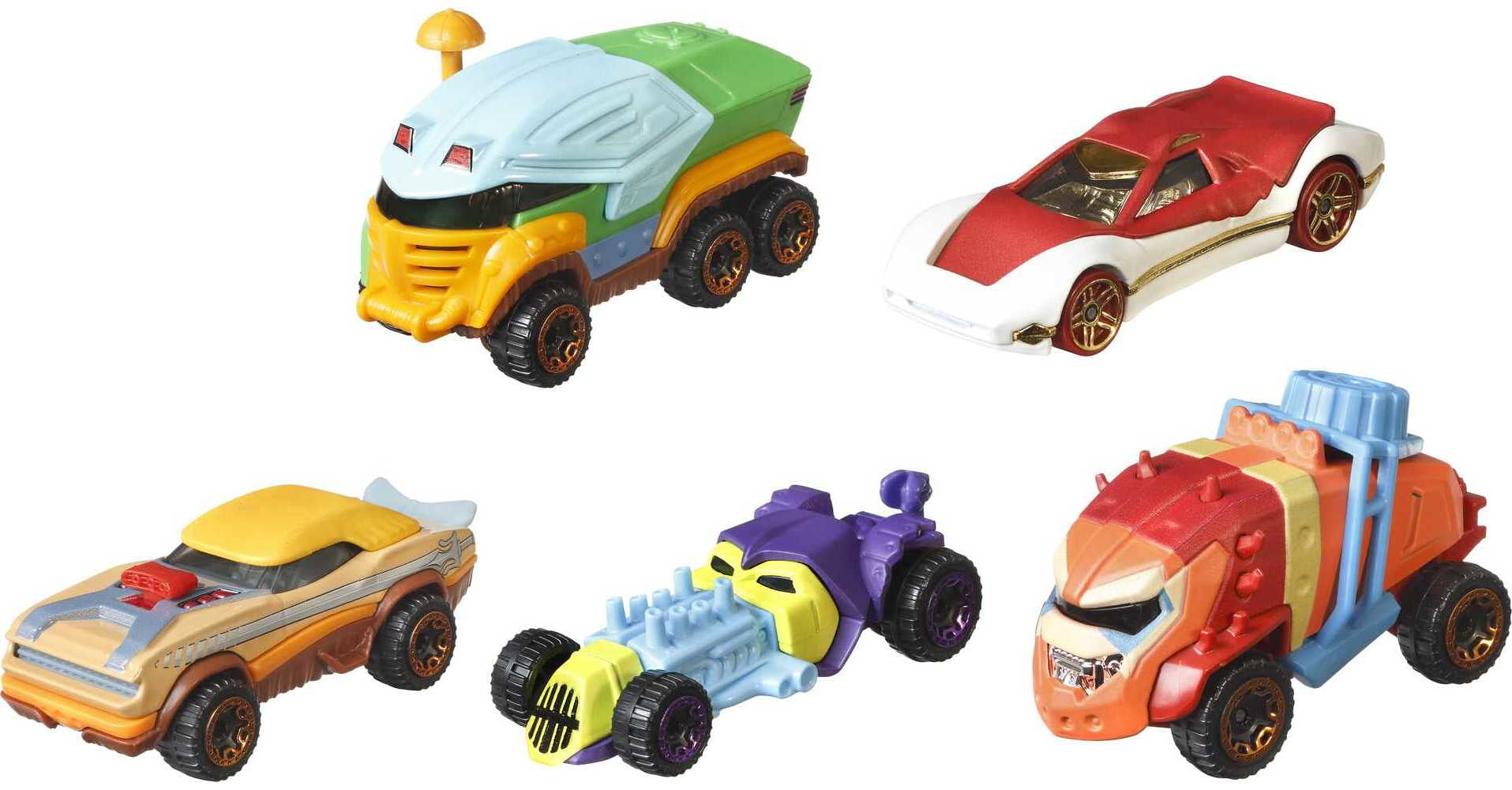 Hot Wheels Masters of the Universe Character Cars 5-Pack， Set of 5 1:64 Scale Toy Cars