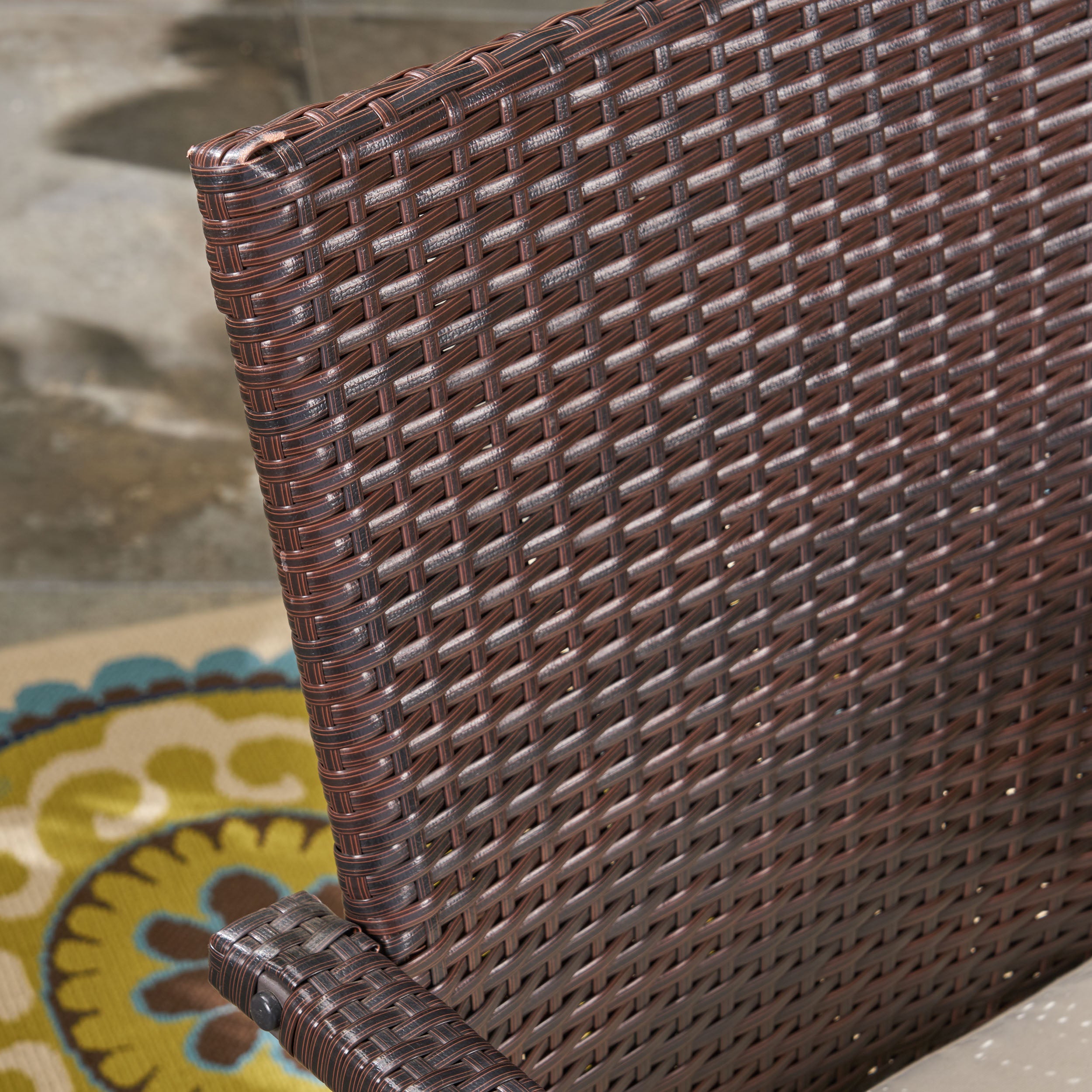 Humphrey Outdoor 6-Seater Acacia Wood Dining Set with Wicker Chairs, Sandblast Natural Finish and Multi Brown and Beige