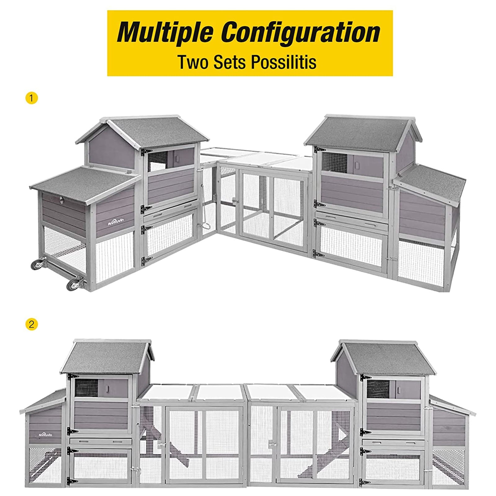 Morgete Wood Chicken Coop with Wheels Large Hen House for 4 Chickens