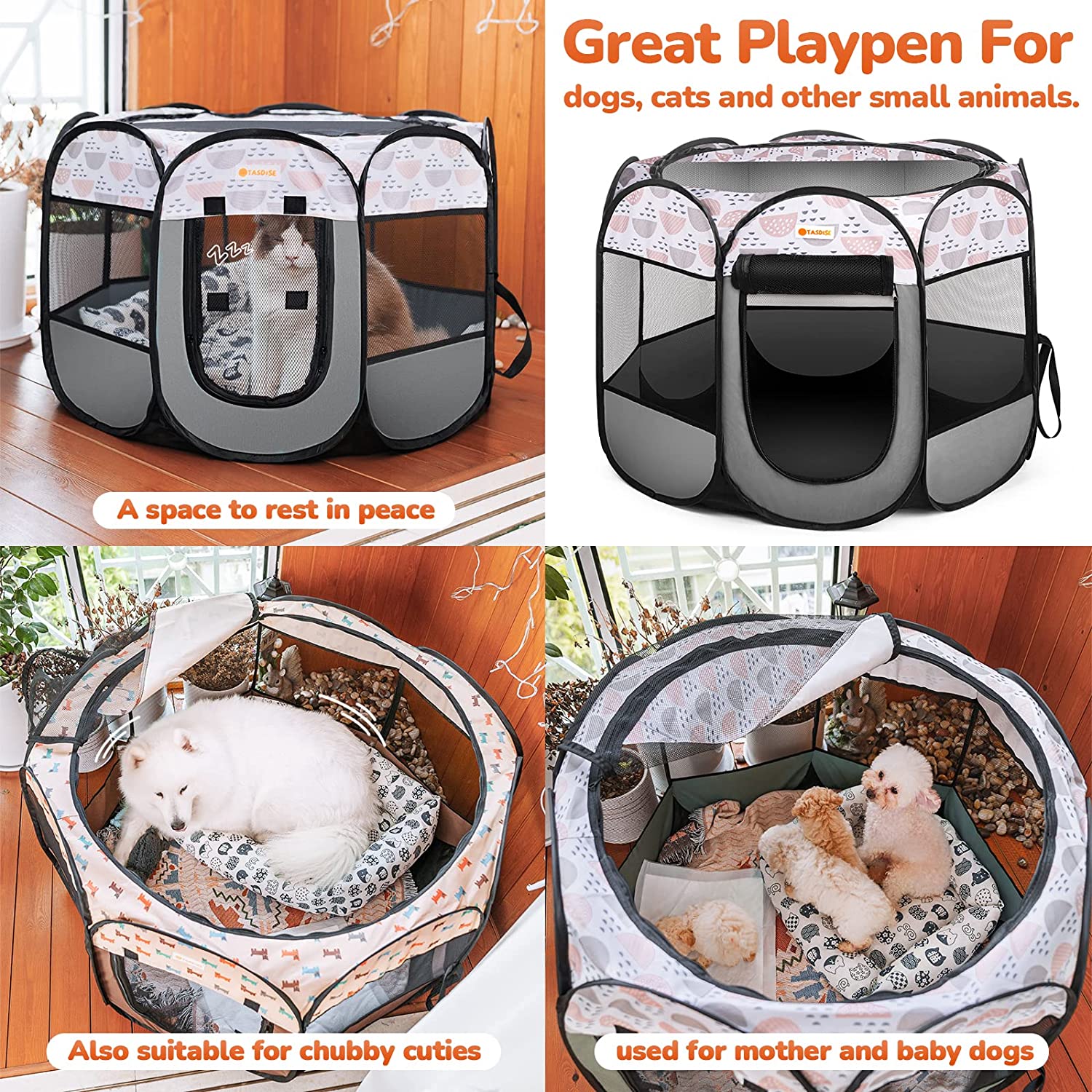 Portable Dog playpen Foldable Exercise Kennel Tent for Cats Puppy Rabbits 600D Oxford 36