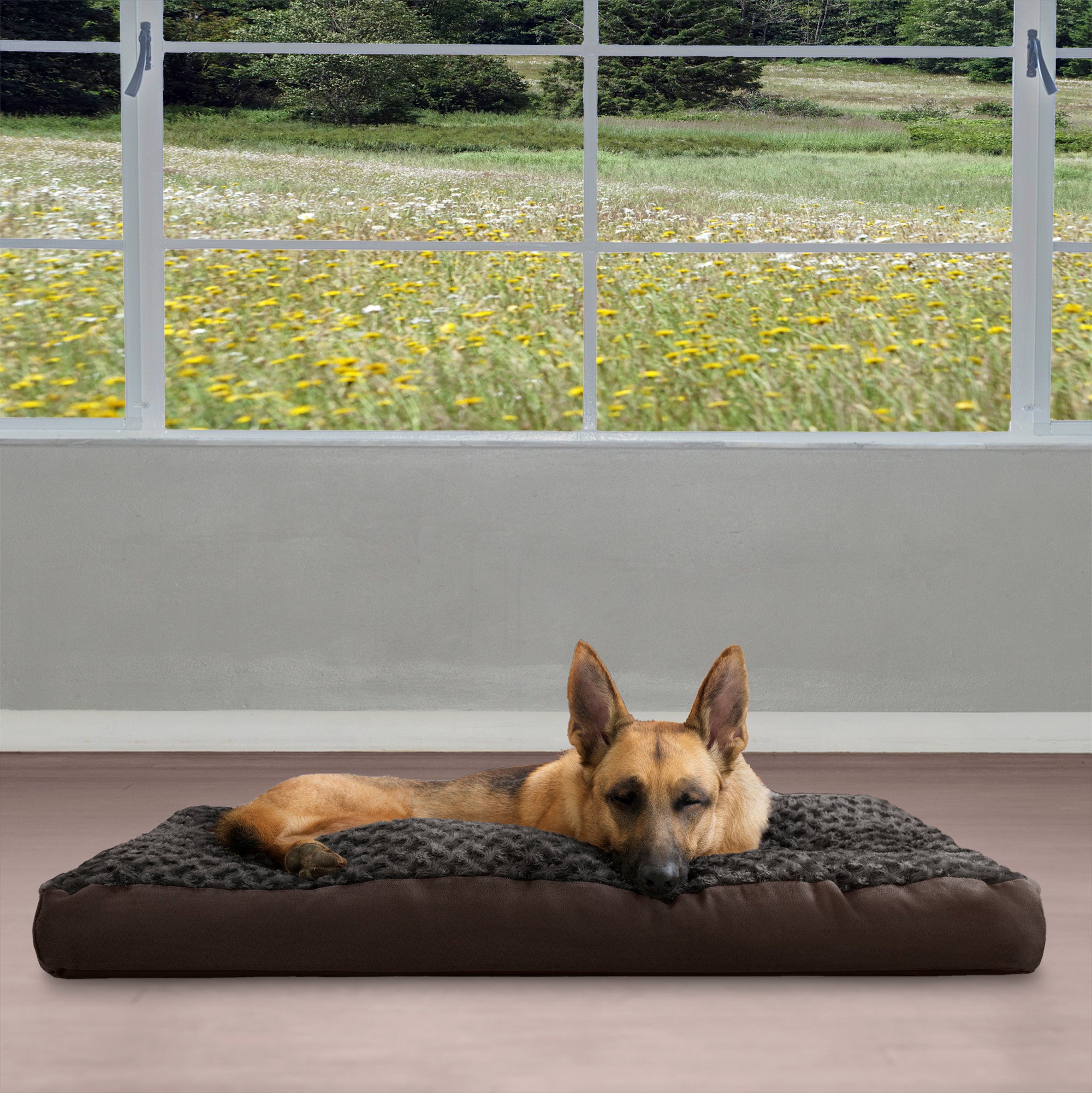 FurHaven Pet Products | Deluxe Plush Pillow Pet Bed for Dogs and Cats， Chocolate， Extra Large