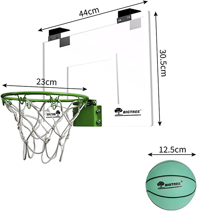 Mini Indoor Basketball Hoop Glow in The Dark Set for Door and Wall， with Complete Accessories， LED Kids Mini Basketball Hoop and Ball