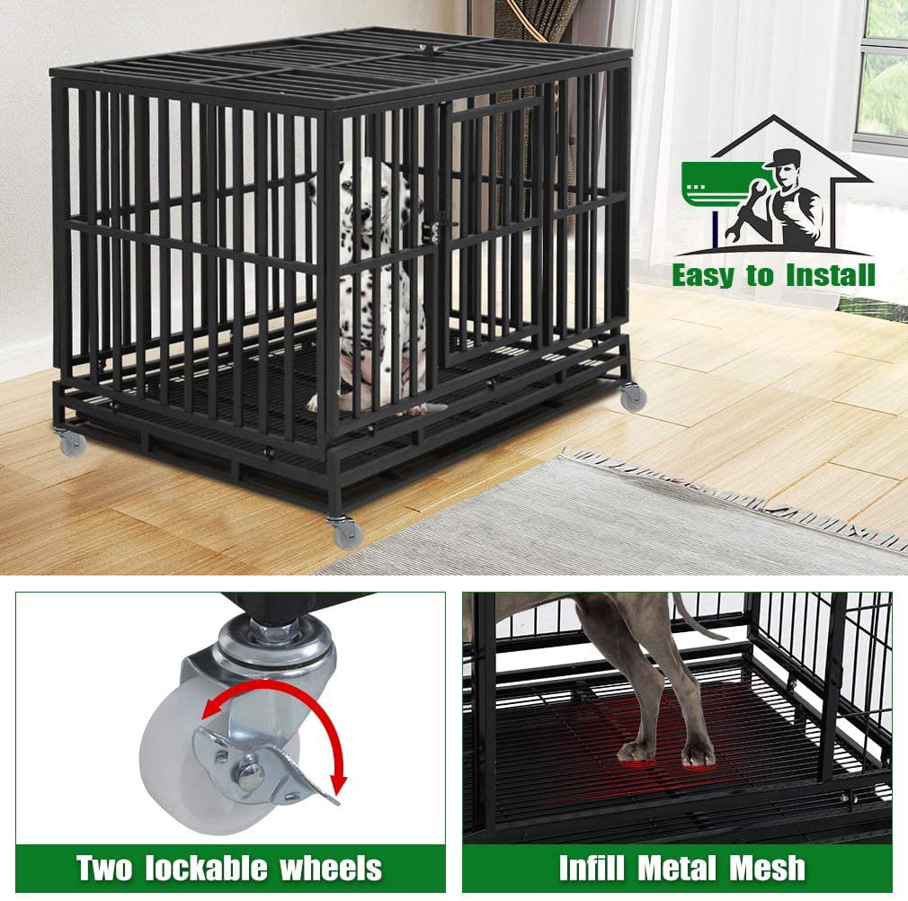 Bestpet Crate Cage Kennel for Large and Medium Dogs， Heavy Duty， 48 Inches