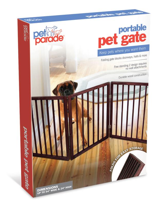 Pet Parade Folding Pet Gate， Brown， Extra Wide