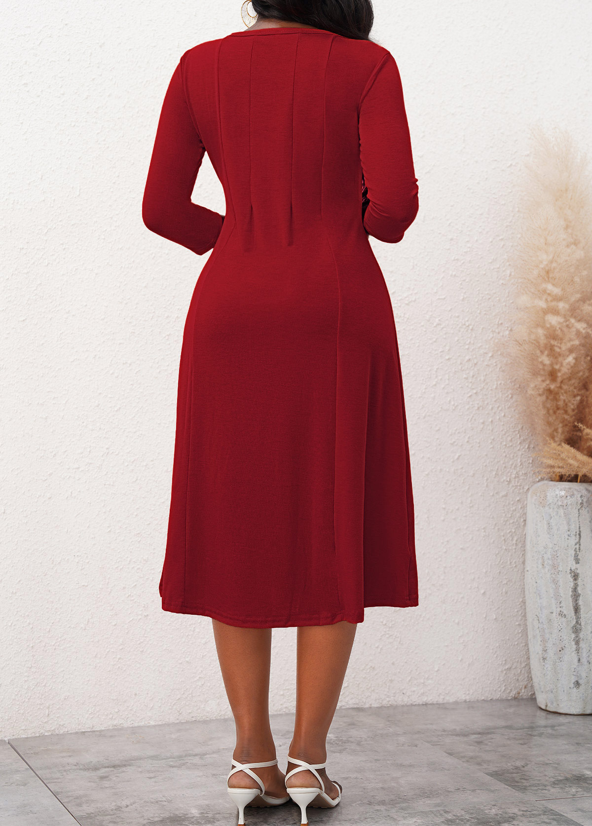 3/4 Sleeve Round Neck Dress